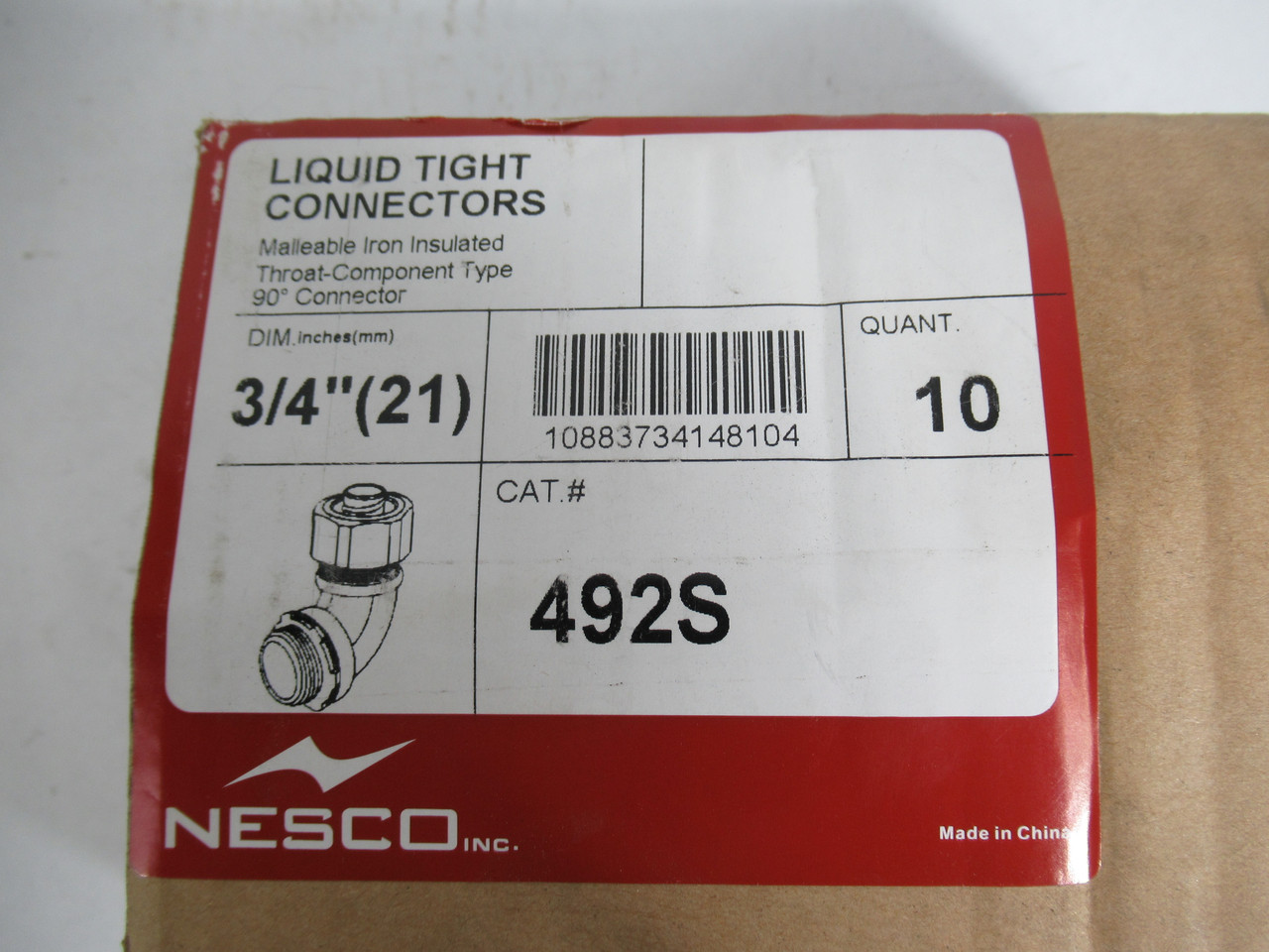 Nesco 492S Liquid-Tight Connector 90-deg 3/4" 10-Pack ! NEW !