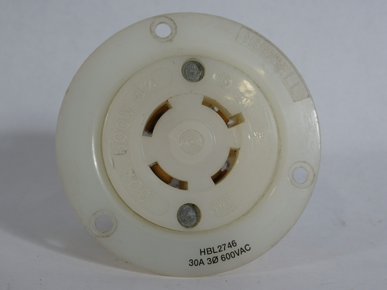 Hubbell HBL2746 Flanged Receptacle 30A 600VAC 4W 3P USED