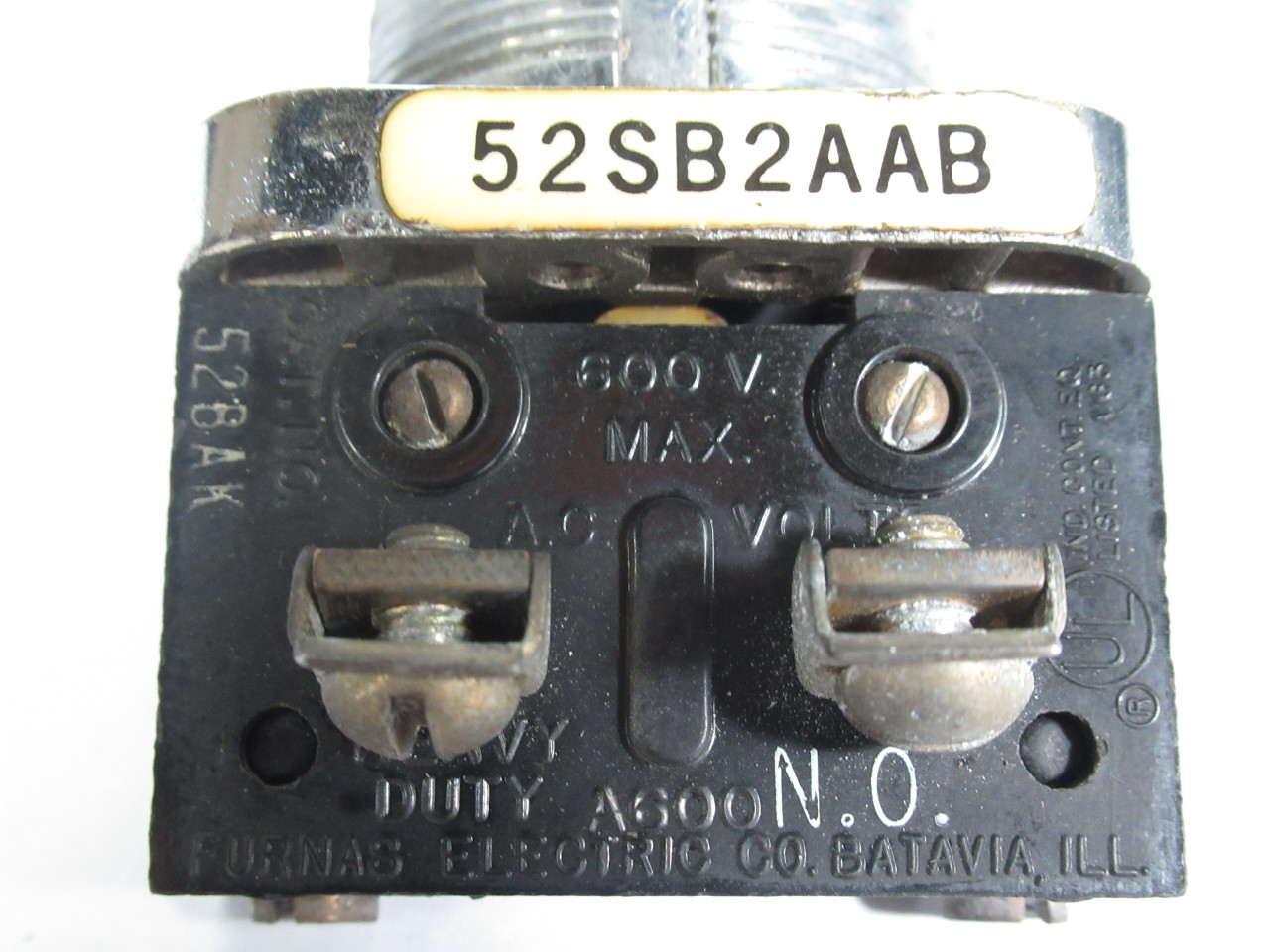 Furnas 52SB2AABA1 Selector Switch 2-Pos 1NO 1NC Old Style No Cap Insert USED