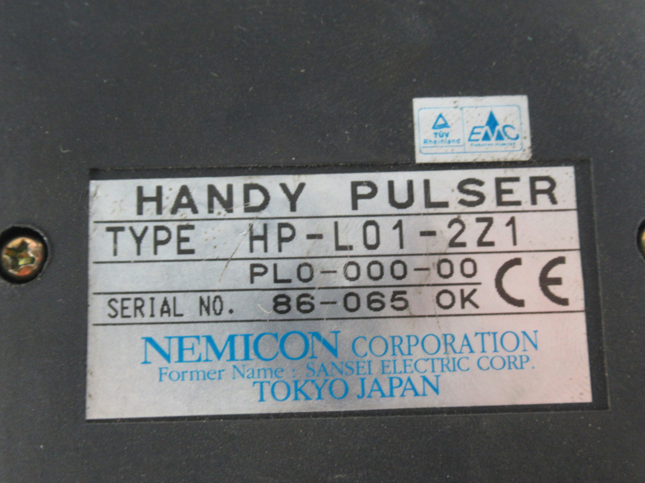 Nemicon HP-L01-2Z1 PL0-000-00 Manual Pulse Generator *Damage to Cable* ! AS IS !