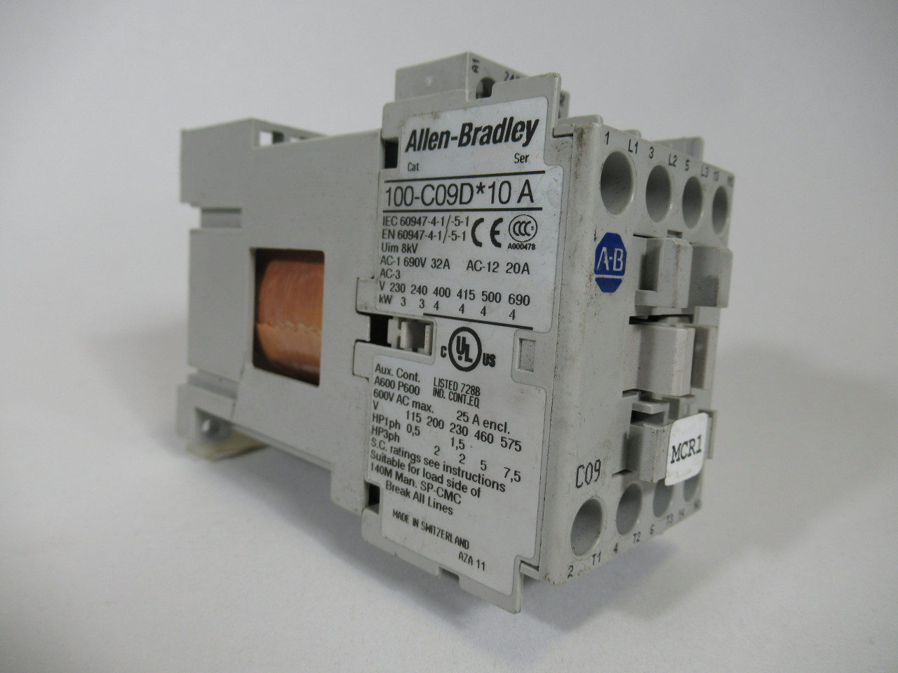 Allen-Bradley 100-C09DJ10 Contactor Ser A 24VDC 9A *Cosmetic Damage* USED