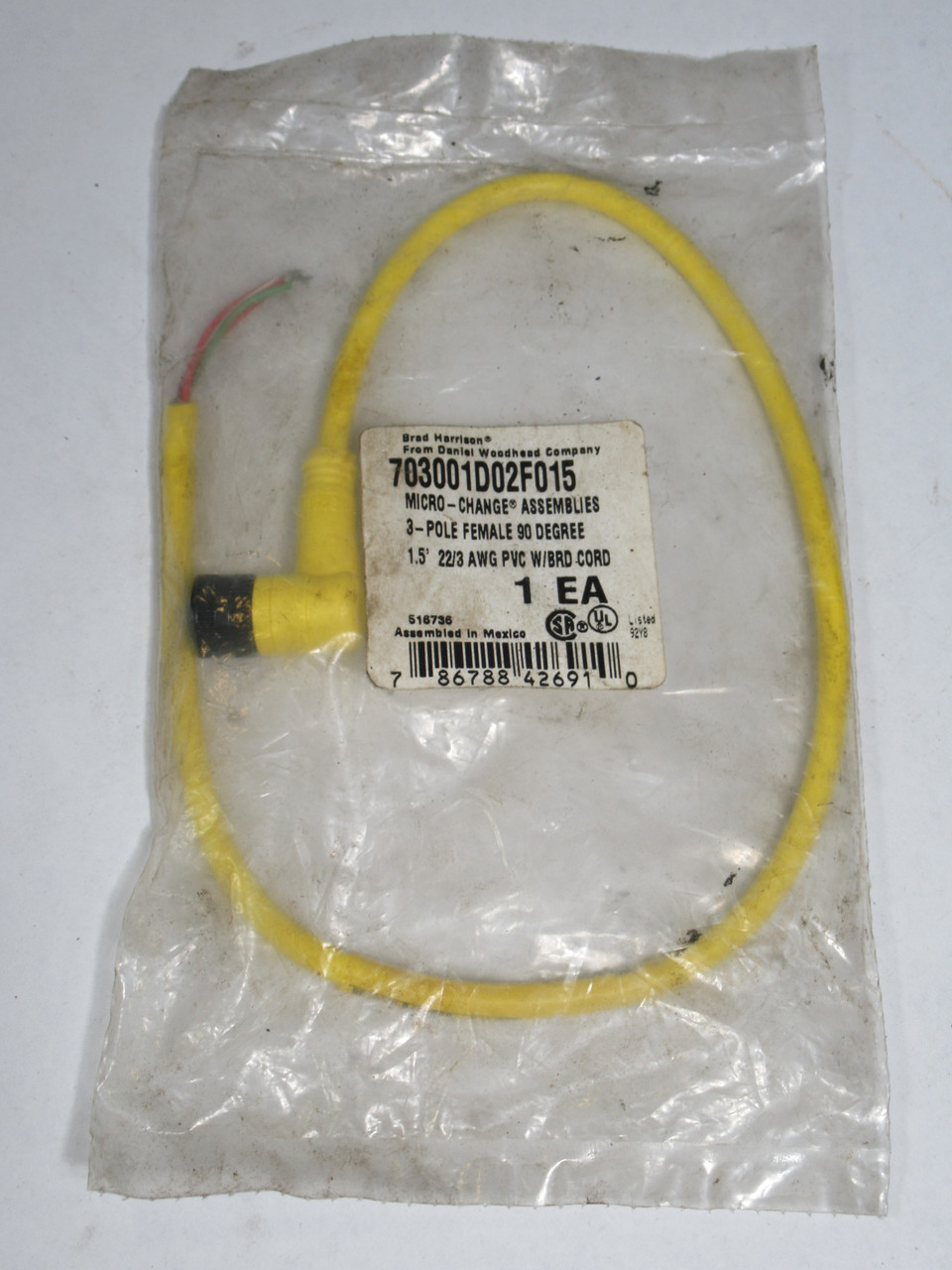 Brad Harrison 703001D02F015 3-Pole Female 90Degree NWB
