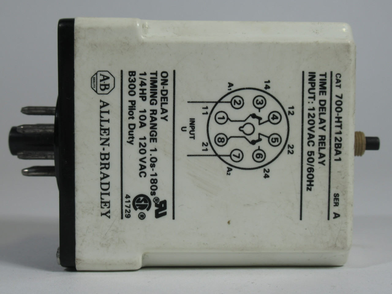 Allen-Bradley 700-HT12BA1 Time Delay Relay 120V 10A 8-Pin MISSING DIAL USED