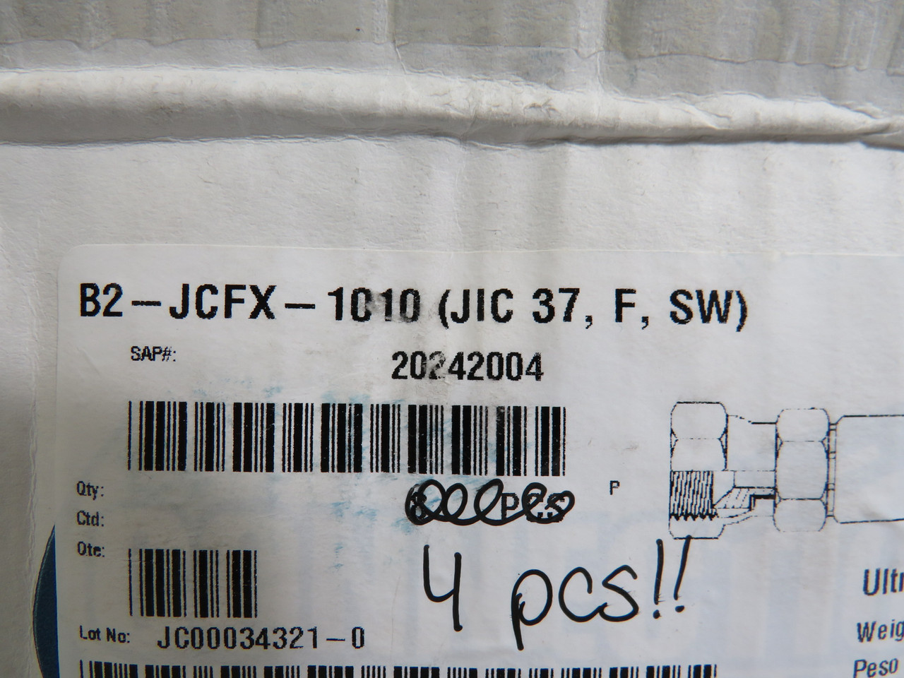 Goodyear B2-JCFX-1010 Female Hydraulic Fitting 5/8" Swivel 4-Pk ! NEW !