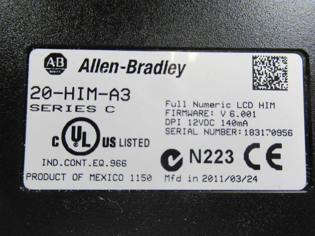 Allen-Bradley 20AD2P1A0AYNNNC0 Ser A PowerFlex 70 AC Drive w/ 20-HIM-A3 USED
