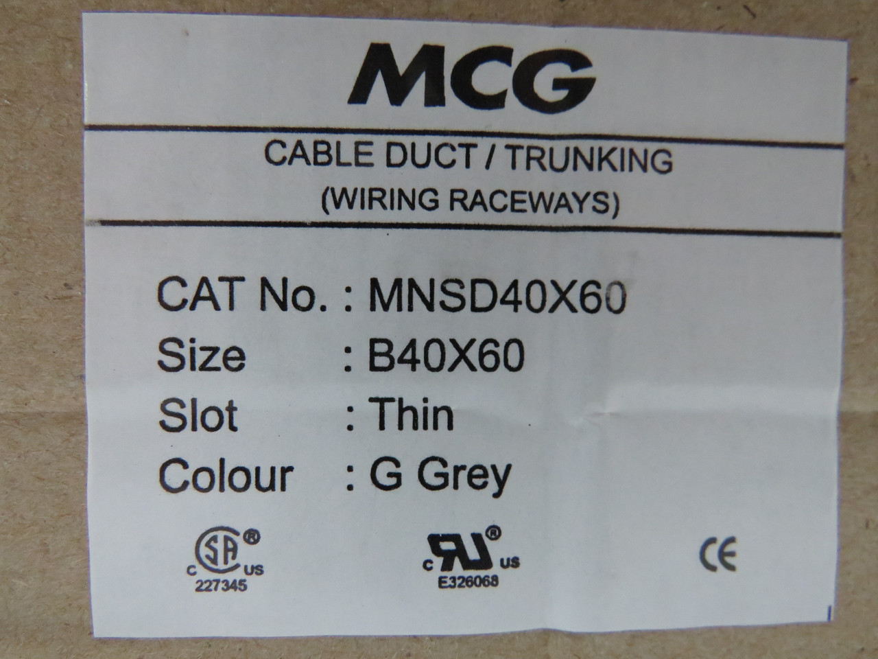 MCG MNSD40X60 Slotted Panel Duct 40mmx60mmx2m MISSING Duct Lids USED