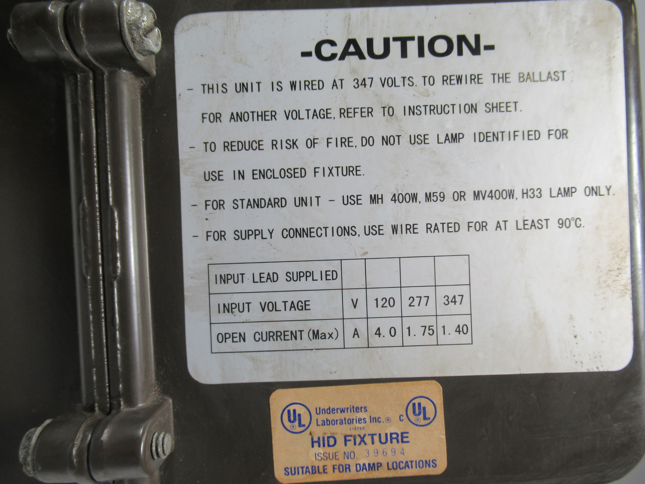 Generic HID High Bay Ballast Housing 120/277/347V 400W NO HOOK USED