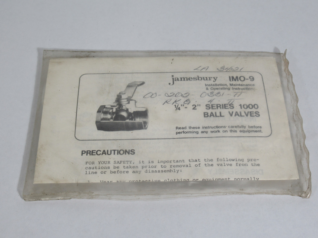 Jamesbury RKG4TT Repair Kit for 1/4"-2" Series 1000 Ball Valves ! NOS !