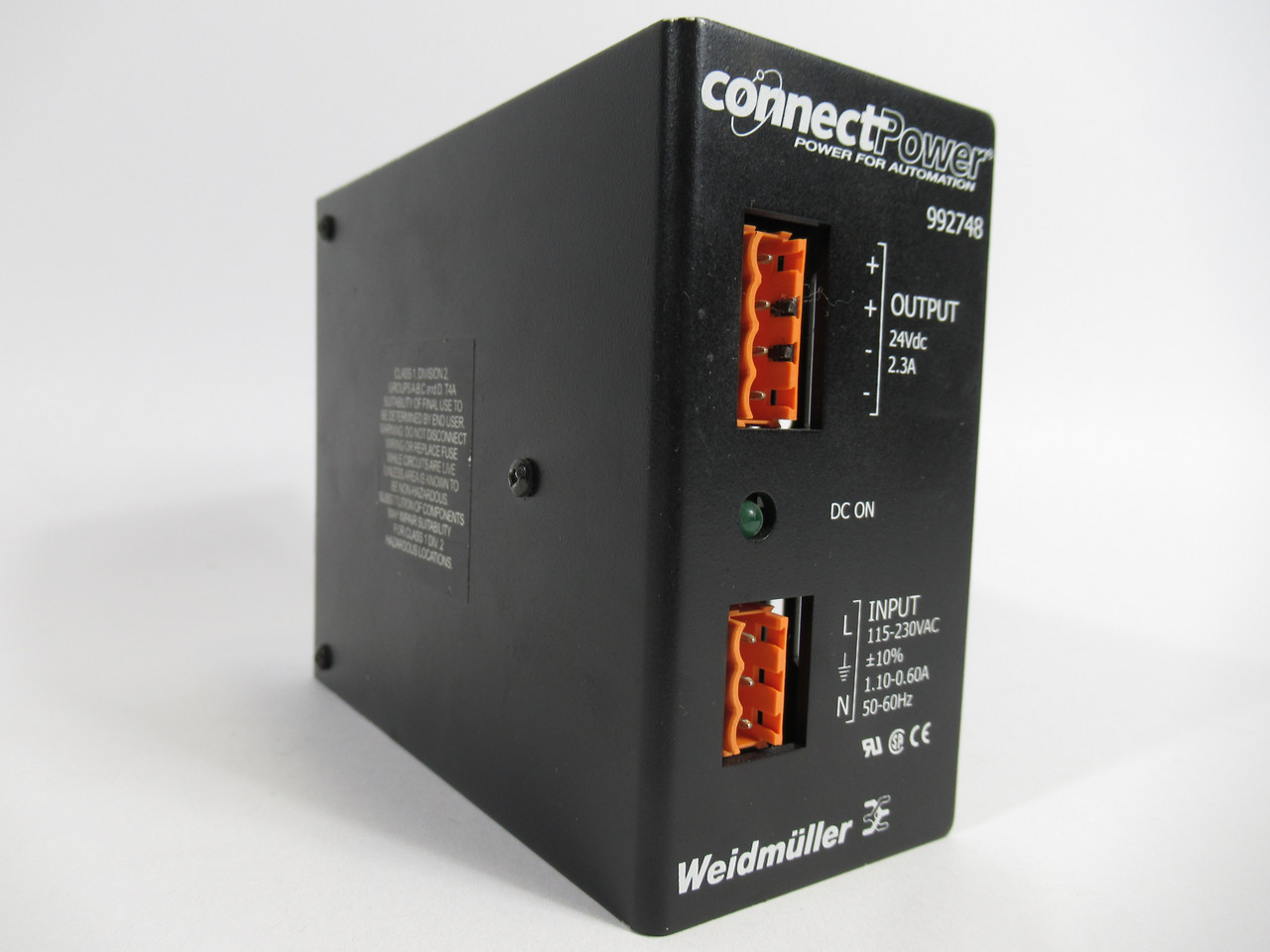 Weidmuller 992748 Power Supply 24VDC 2.3A SHELF WEAR No Terminal Blocks USED