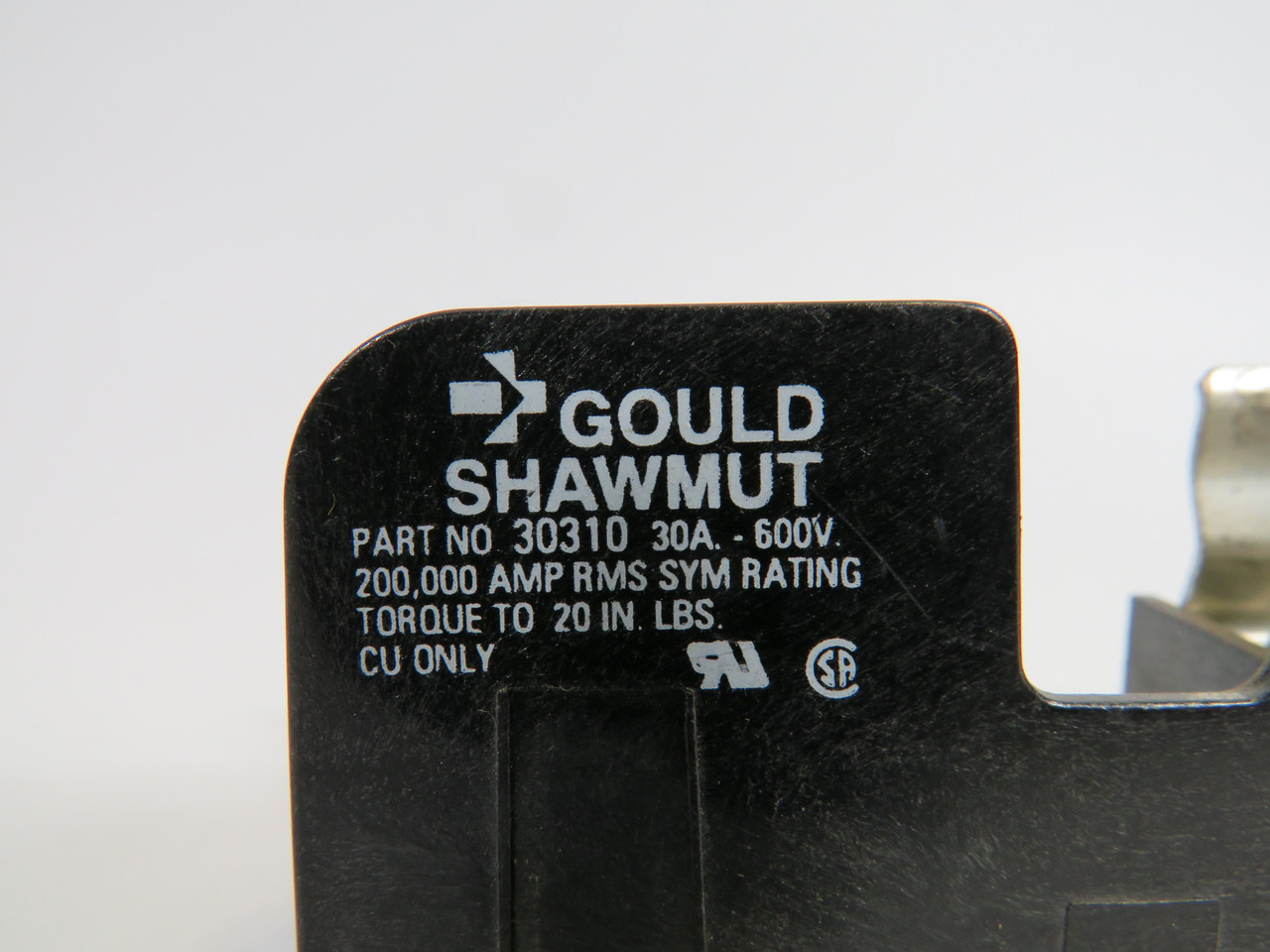 Gould Shawmut 30310 Fuse Holder 30A 600V 1-Pole 20lb-in USED