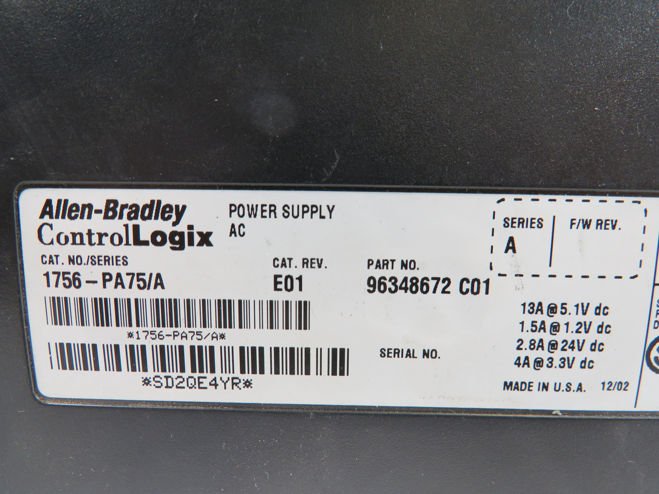 Allen-Bradley 1756-PA75 Ser.A Rev.E01 AC Input Module USED