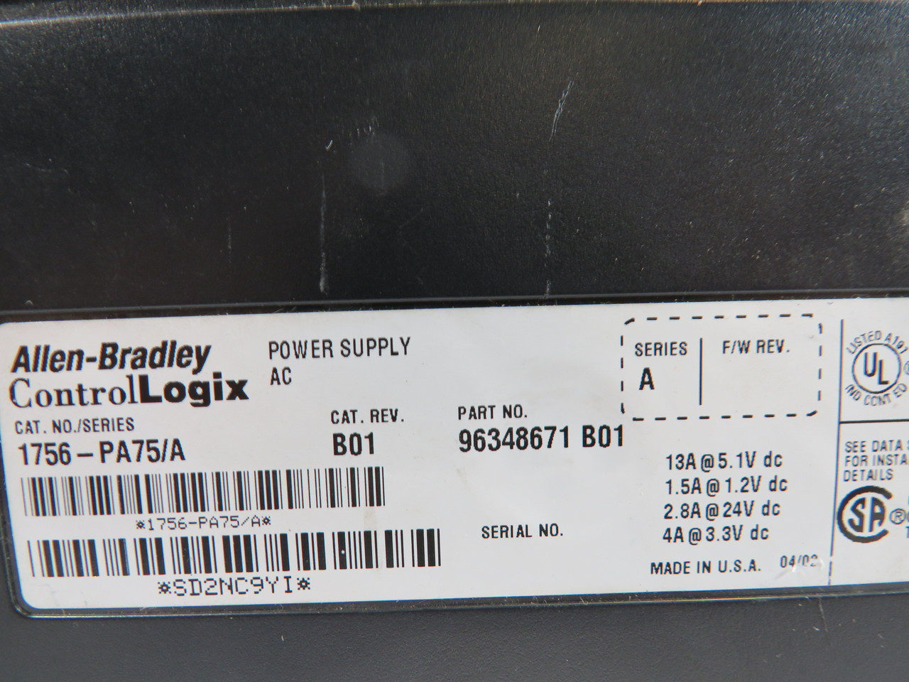 Allen-Bradley 1756-PA75 Ser.A Rev.B01 AC Input Module USED