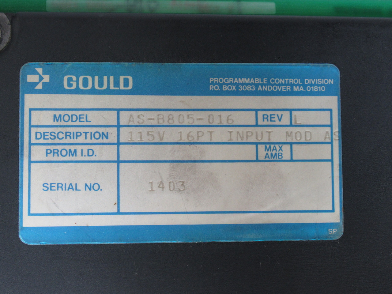 Gould Modicon AS-B805-016 Input Analog Module Revision L 115VAC USED