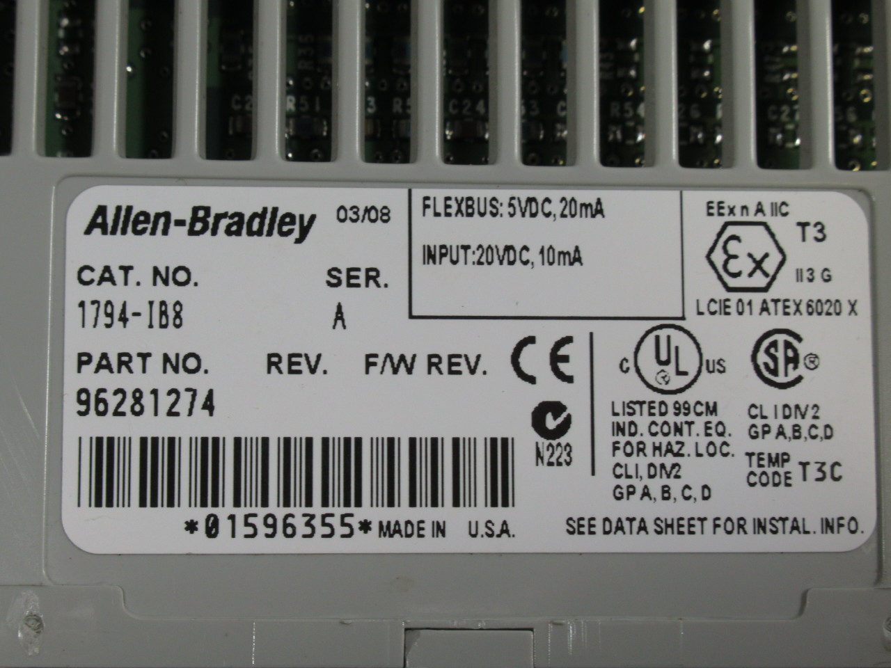 Allen-Bradley 1794-IB8 Ser. A Flex I/O Module 24VDC Sink Input 96281274 USED