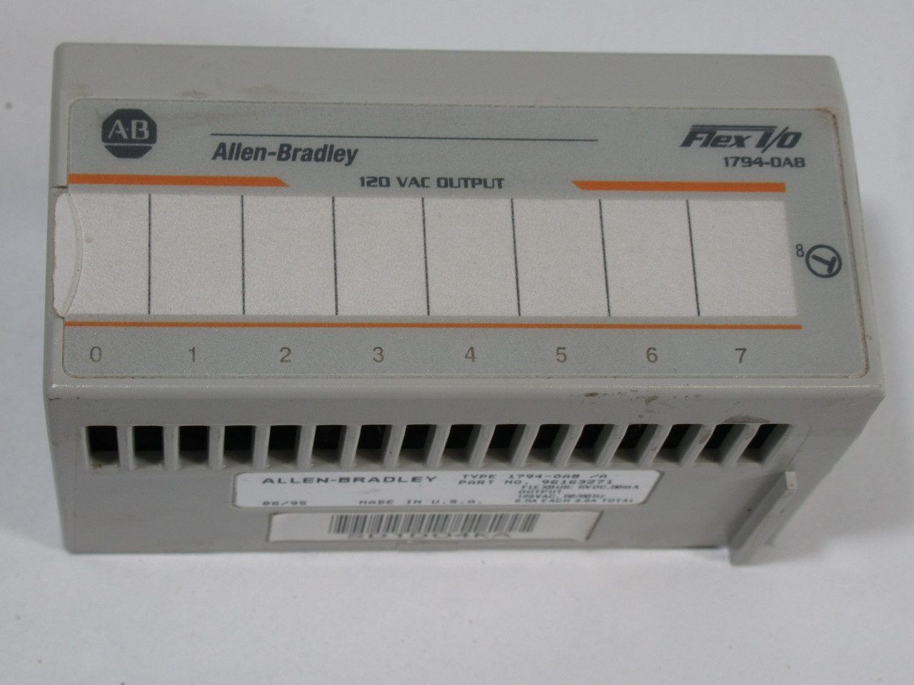 Allen-Bradley 1794-OA8 Flex I/O Module 120 VAC Output 96163271 Rev. A01 USED