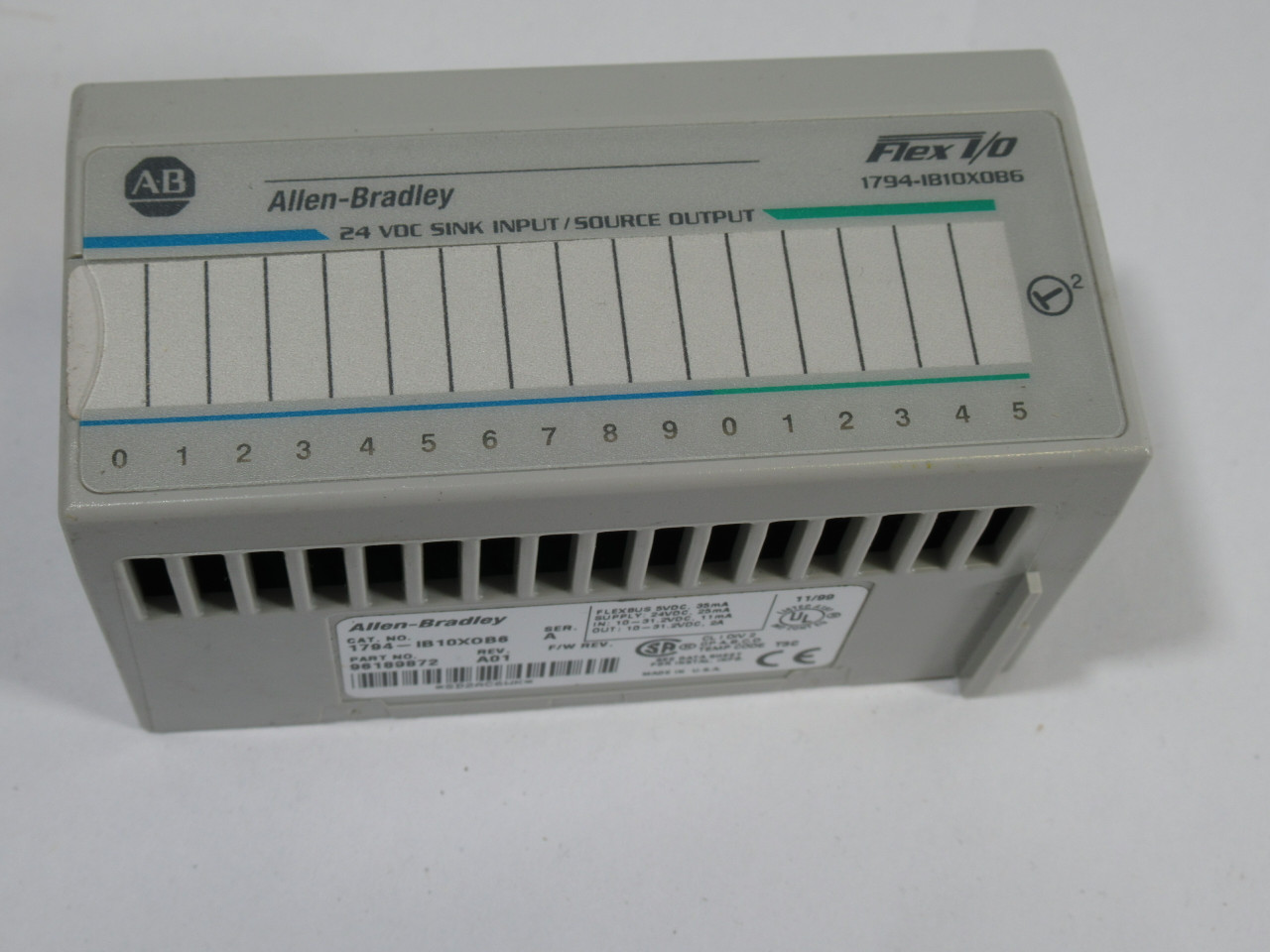 Allen-Bradley 1794-IB10XOB6 Ser A Flex I/O Combo 96189872 Rev A01 USED