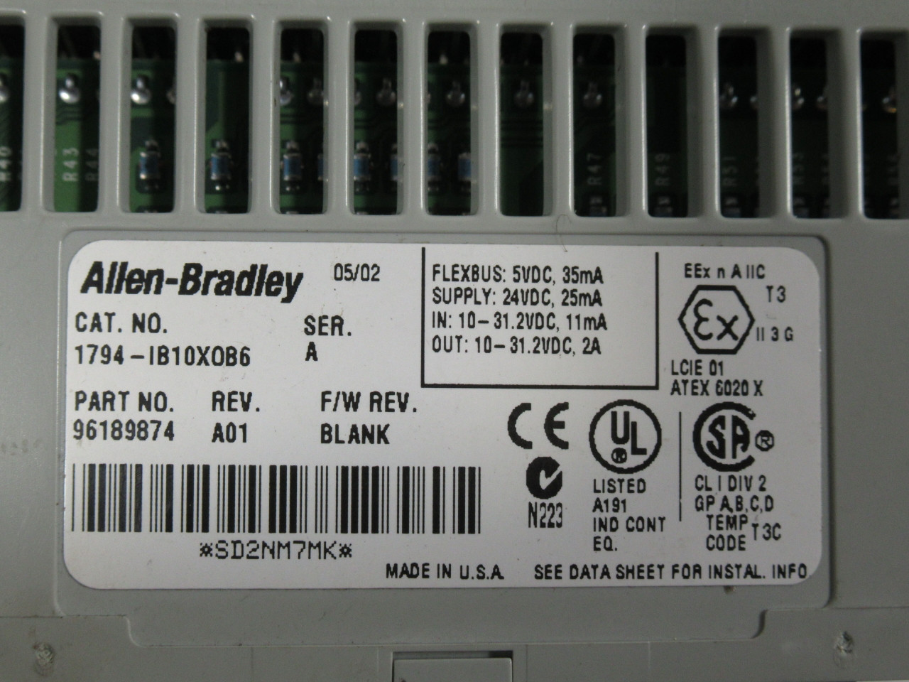 Allen-Bradley 1794-IB10XOB6 Ser A Flex I/O Combo 96189874 Rev A01 USED