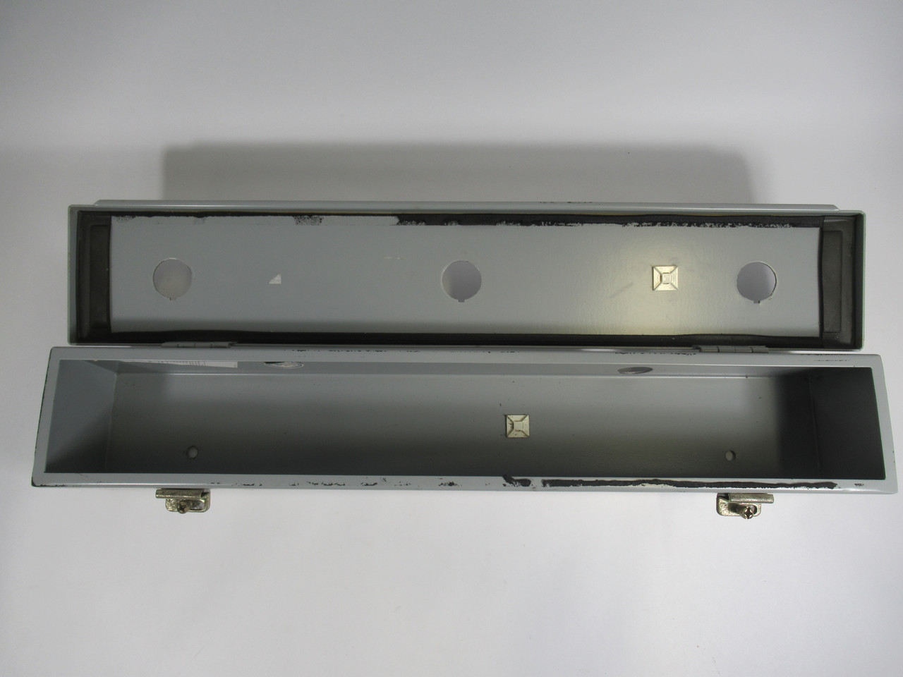 Hoffman F-44T24HC Wiring Trough Hinged Cover 4"x4"x24" 4 Holes *Cos Dmg* USED