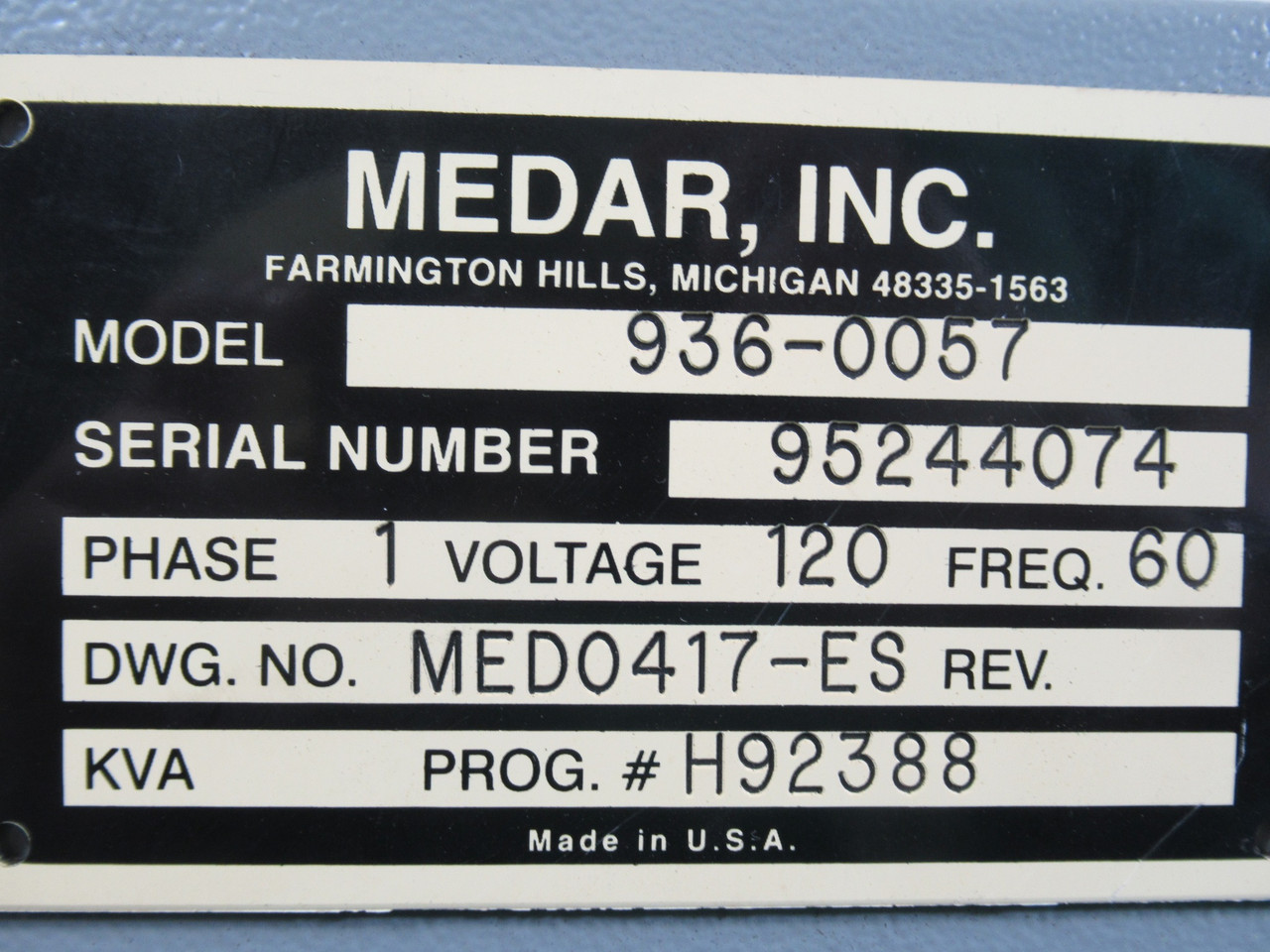 Medar 936-0057 500S Digital Welding Interface Panel 1Ph 120V@60Hz USED