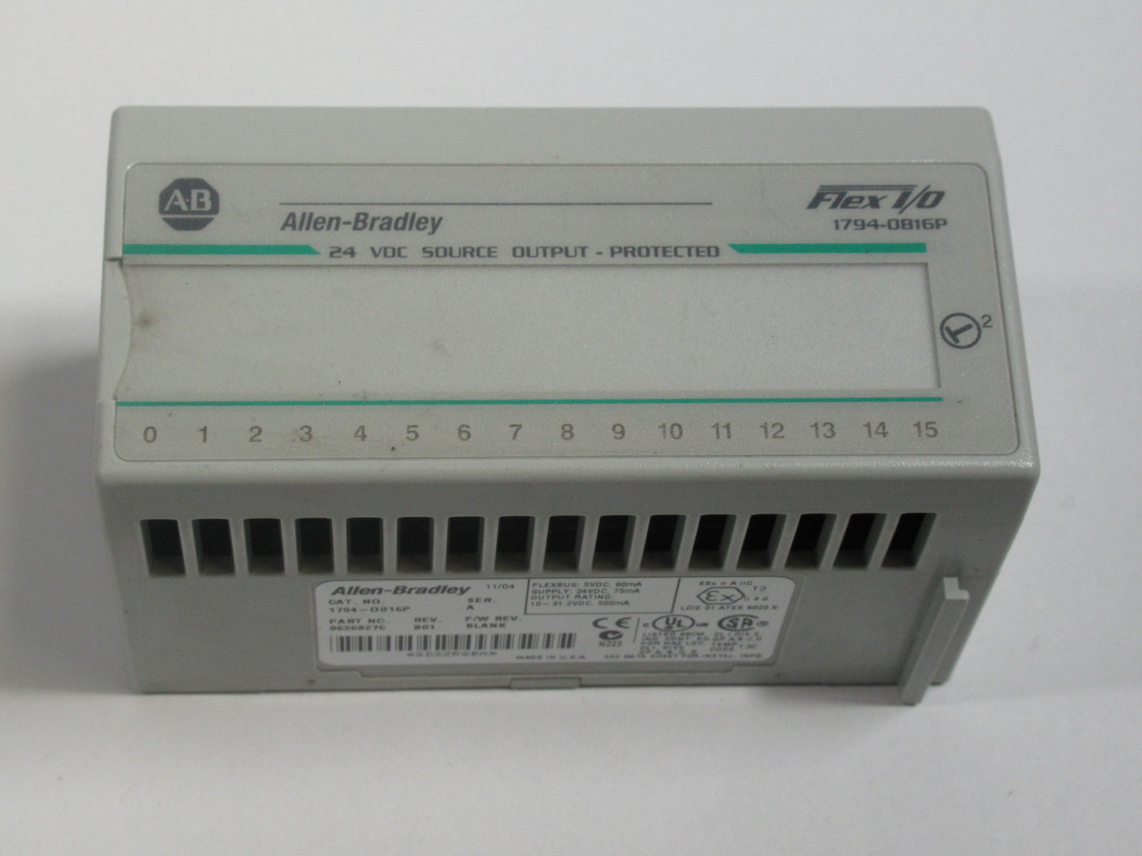 Allen-Bradley 1794-OB16P Ser A Flex I/O 24VDC Output 96268276 Rev B01 USED