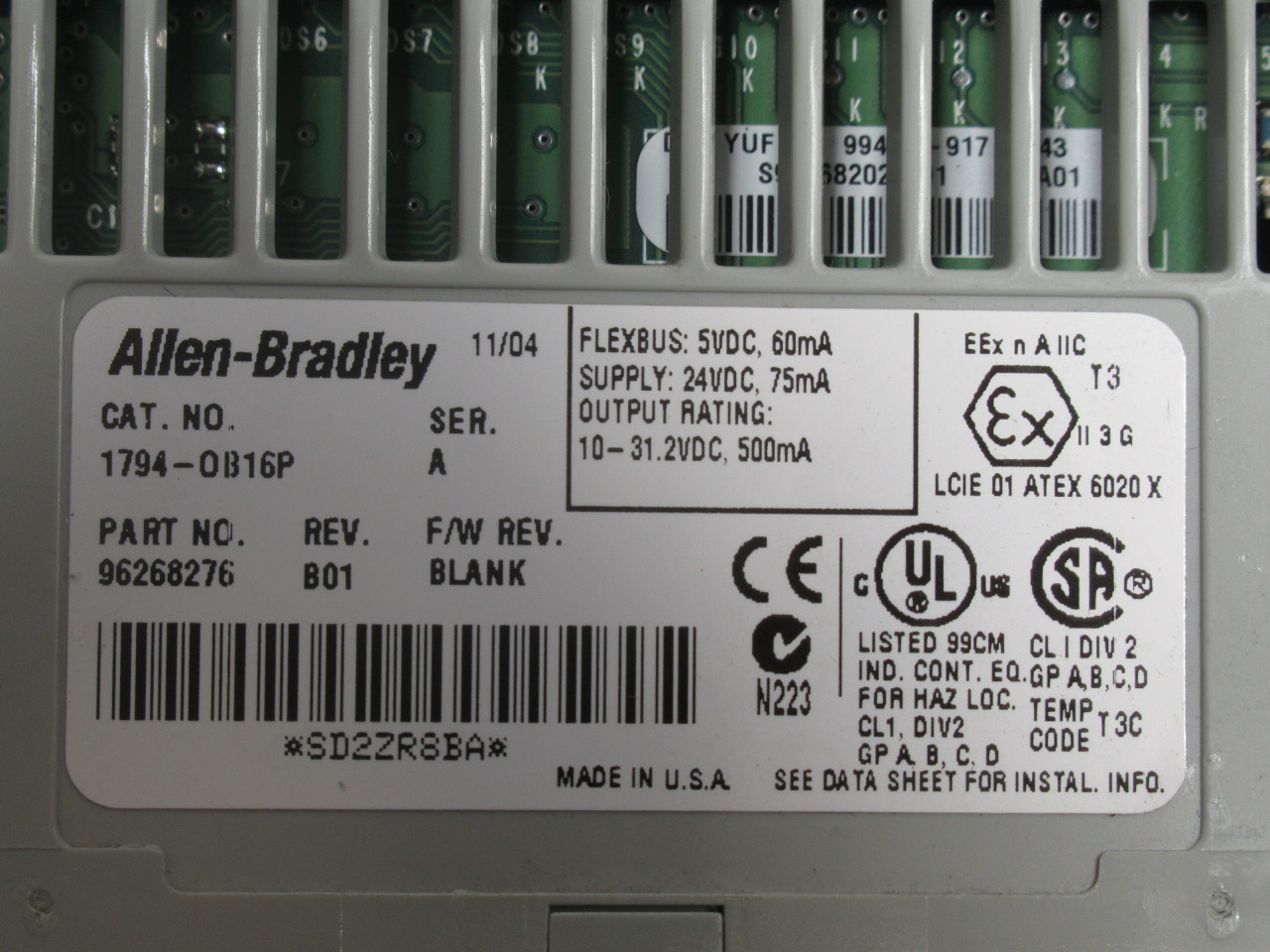 Allen-Bradley 1794-OB16P Ser A Flex I/O 24VDC Output 96268276 Rev B01 USED