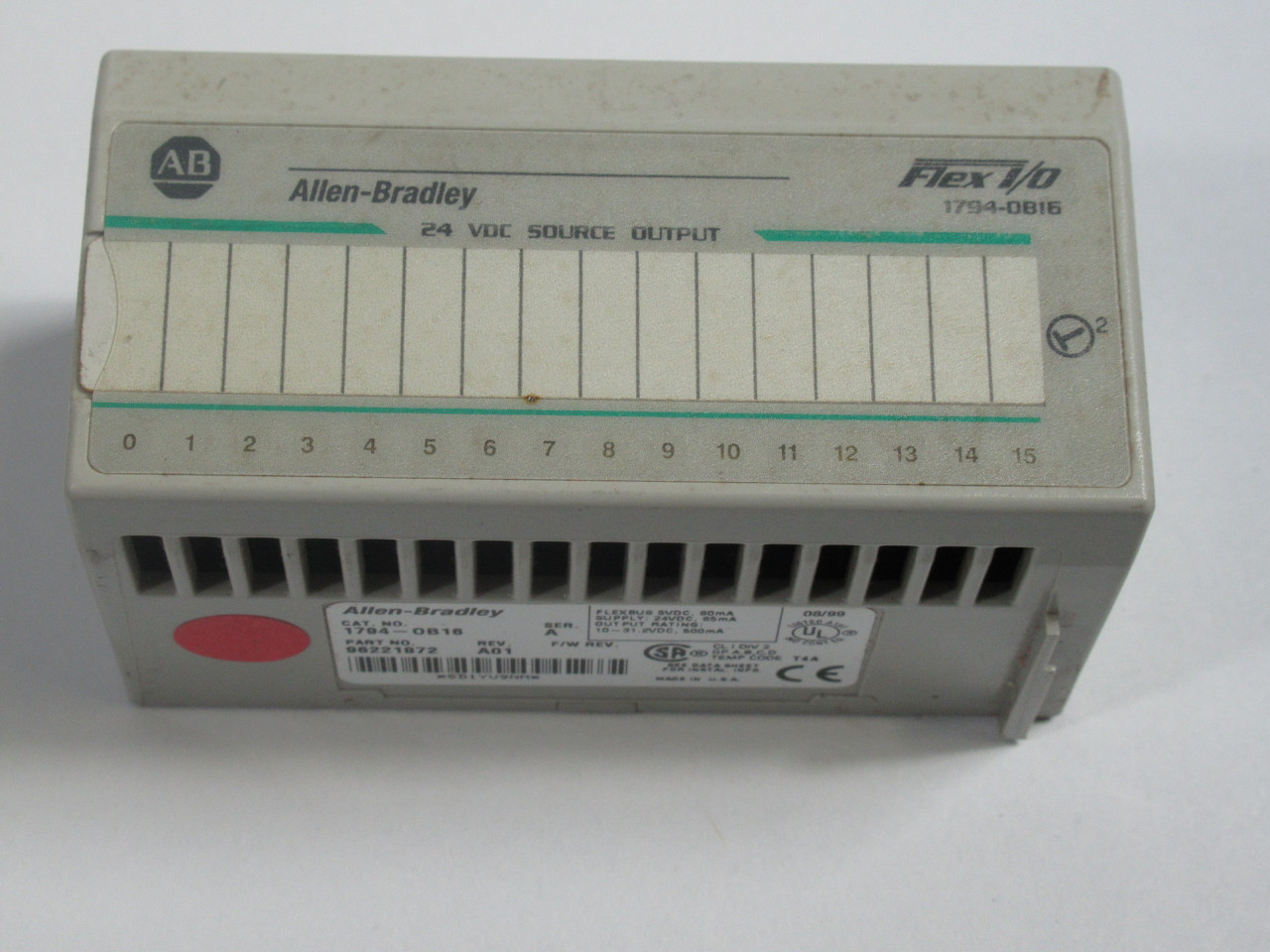 Allen-Bradley 1794-OB16 Ser A Flex I/O 24VDC Output 96221872 Rev A01 USED