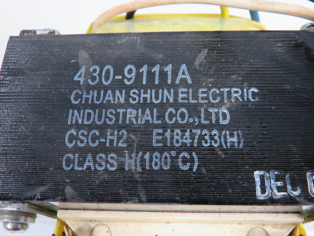 Chuan Shun Electric 430-9111A Transformer CSC-H2 E184733 Class H USED