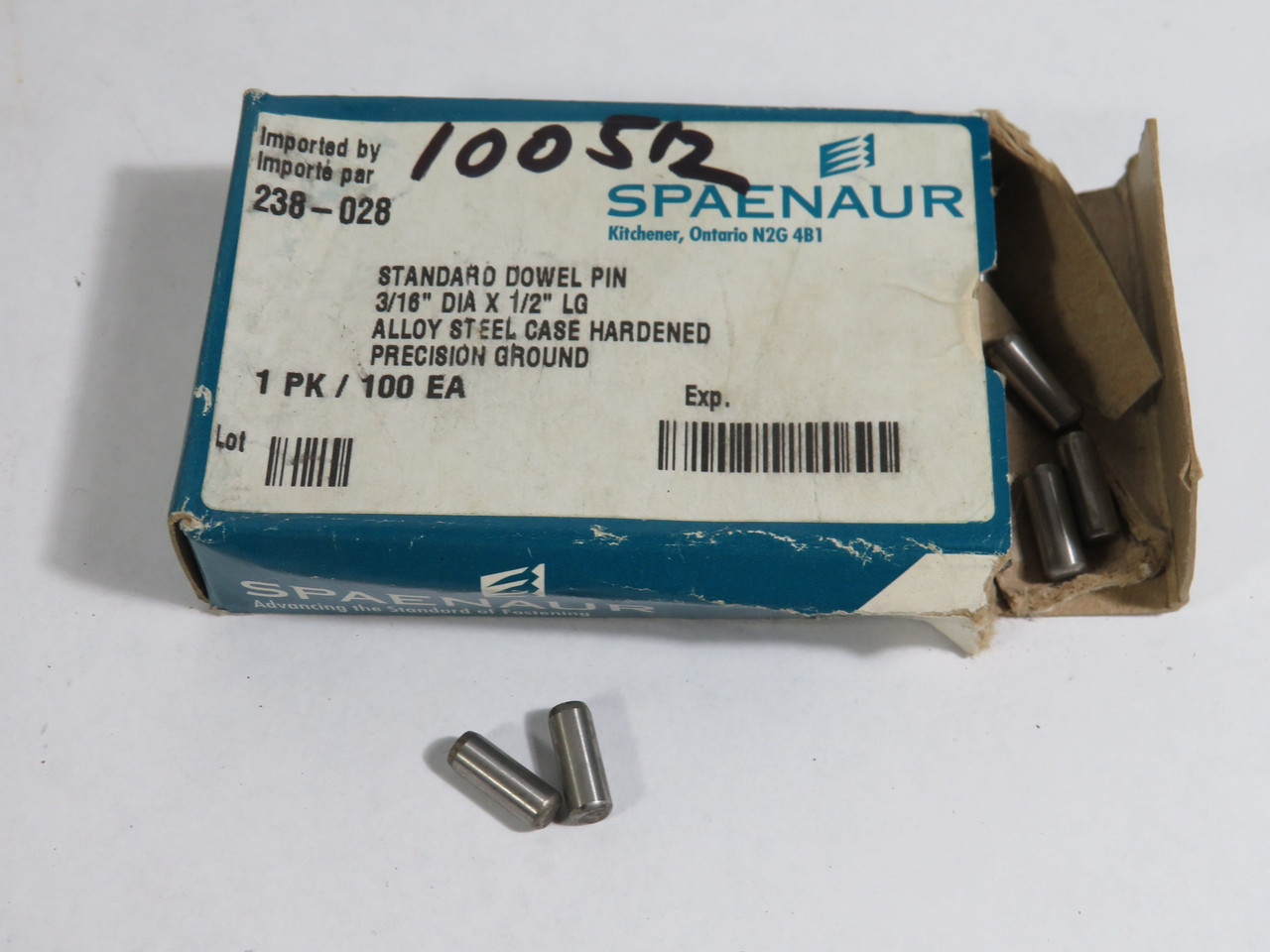 Spaenaur 238-028 Standard Dowel Pin 3/16" Dia. 1/2" Length Lot Of 58 ! NEW !