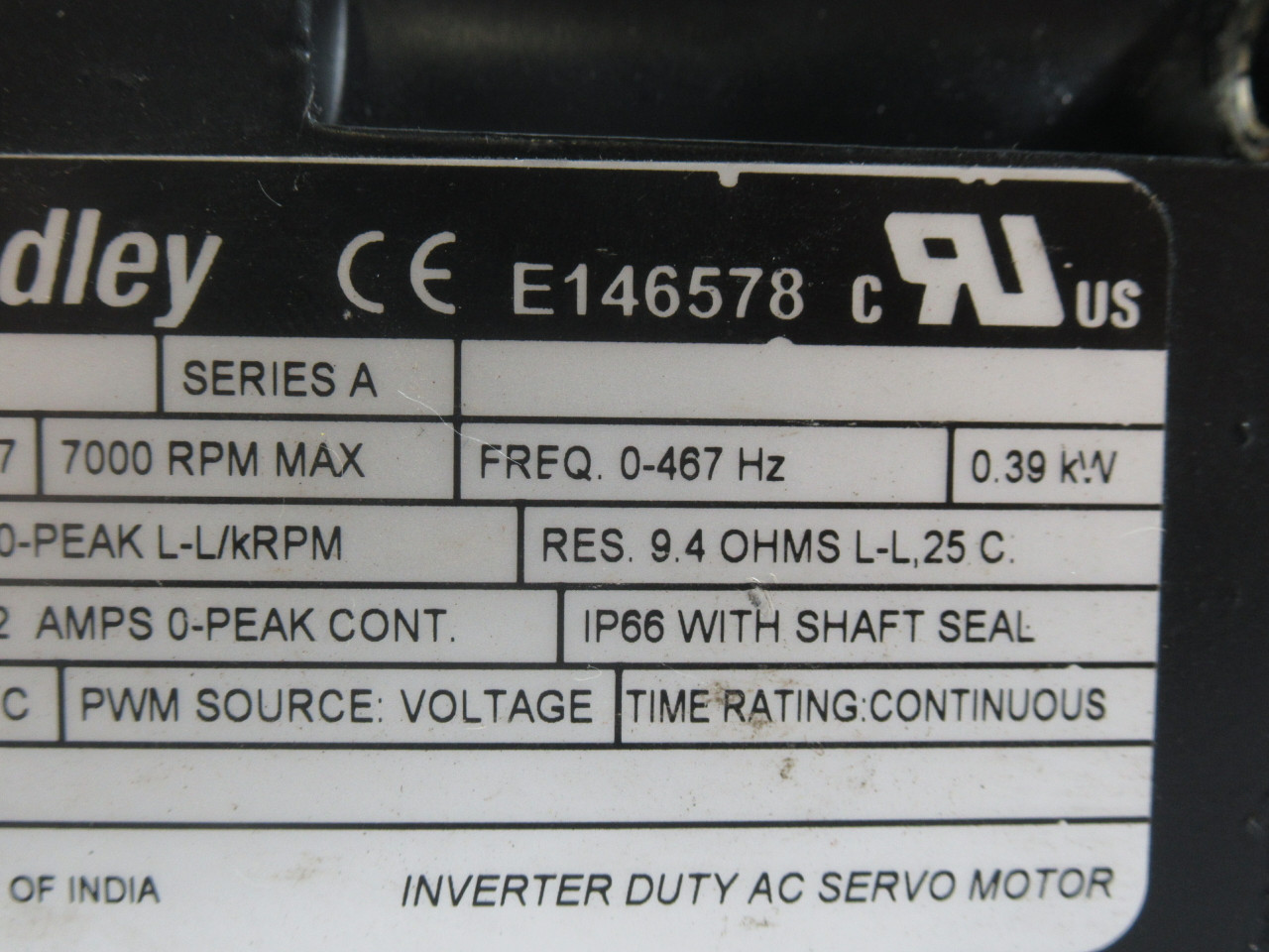 Allen-Bradley MPL-A1530U-VJ42AA Low-Inertia Servo Motor 0.39kW 7000RPM USED