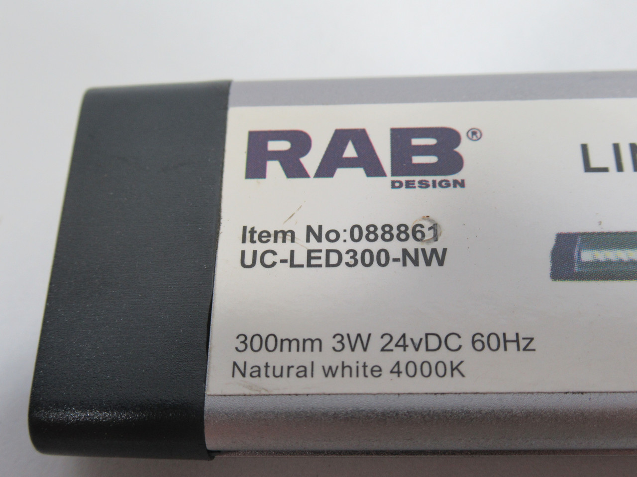 RAB UC-LED-300-NW Undercabinet LED Luminaire 24VDC 3W *No Button* USED