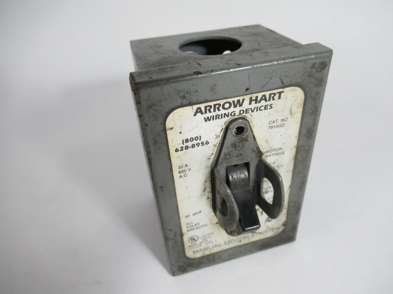 Arrow Hart 7810GD Manual Starter 3/7.5/15HP 600V Missing Screw/SHELF WEAR USED