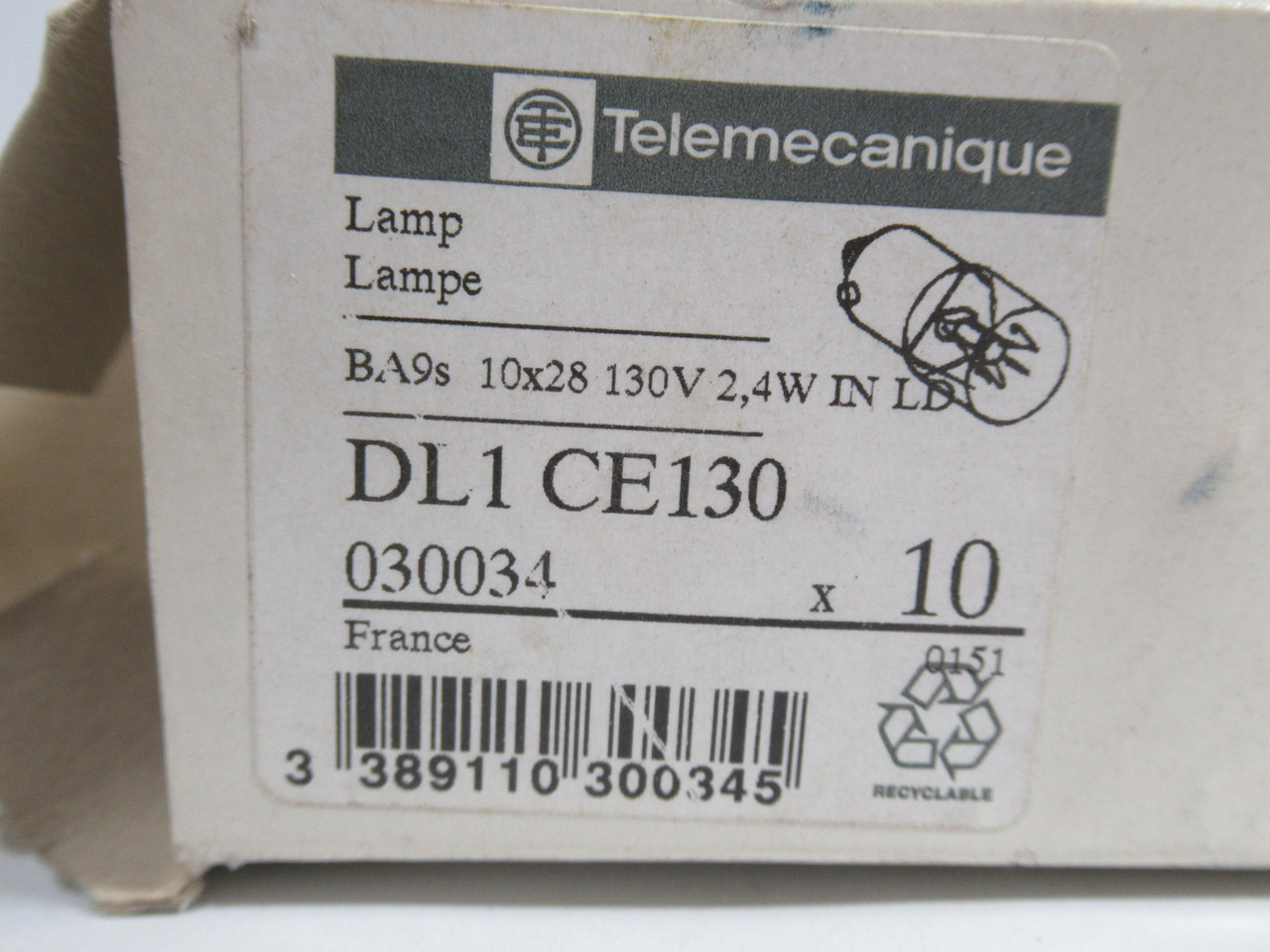 Telemecanique DL1CE130 Miniature Bulb 130V 8-Pack ! NEW !