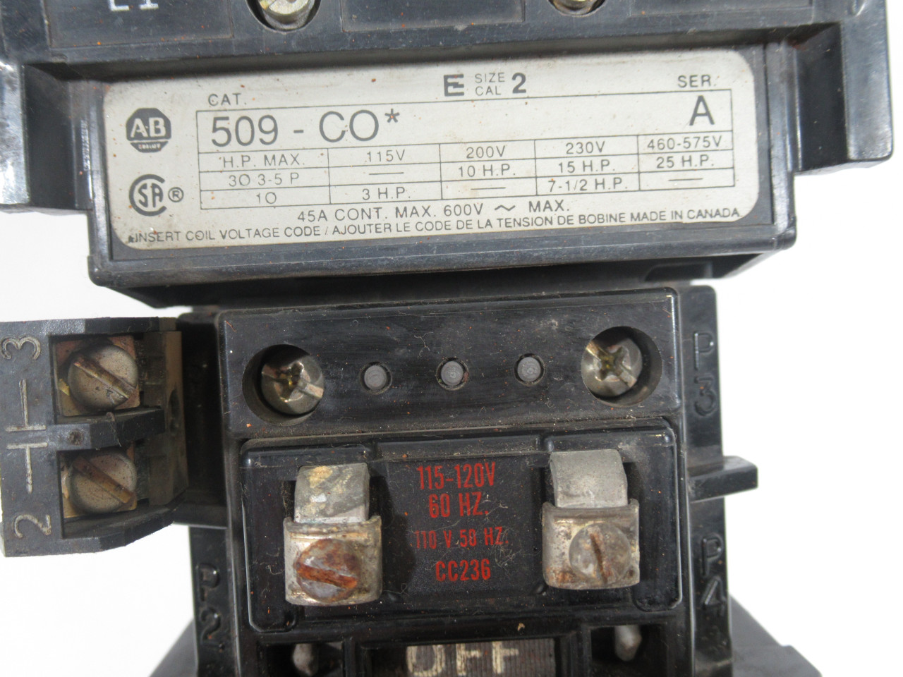 Allen-Bradley 500F-COD93-X14 Series A Manual Starter w/Manual Reset USED