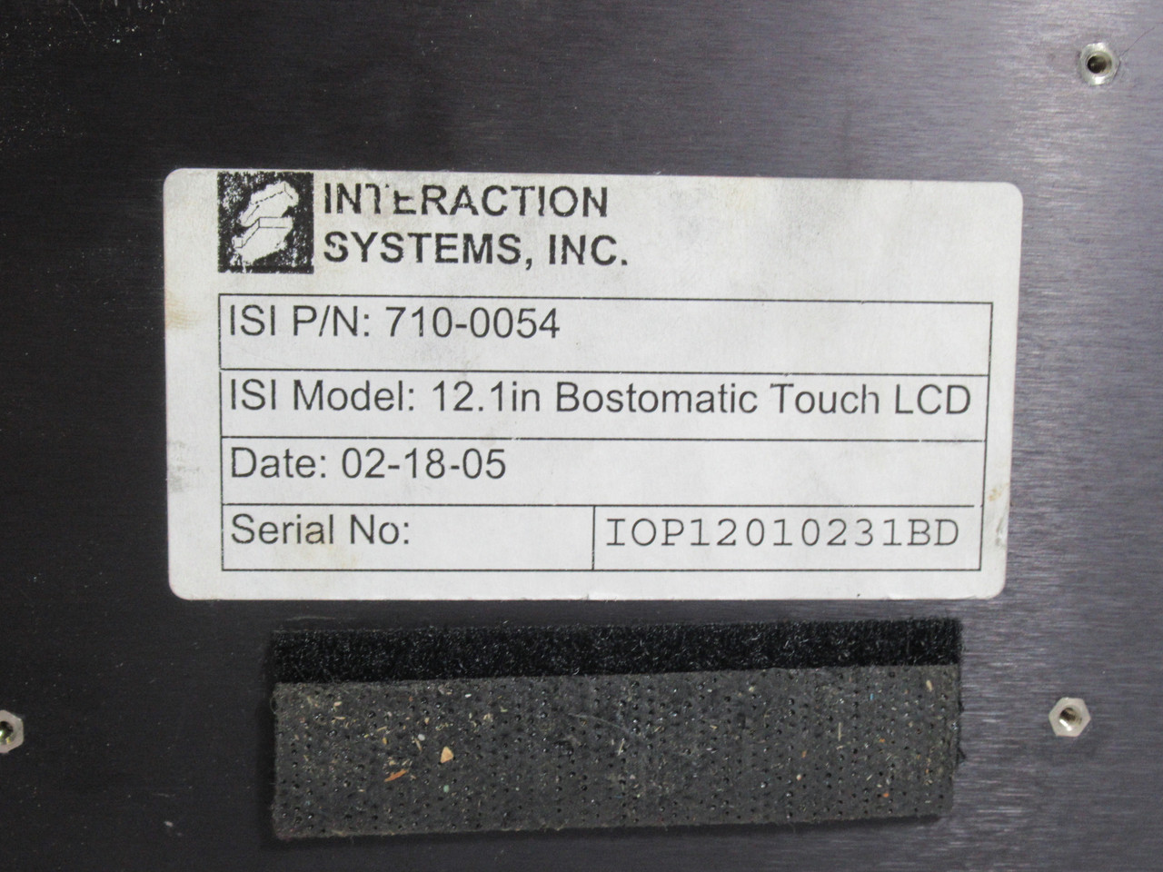 Interaction Systems 710-0054 Operator Panel 12.1" Bostomatic Touch LCD ! AS IS !