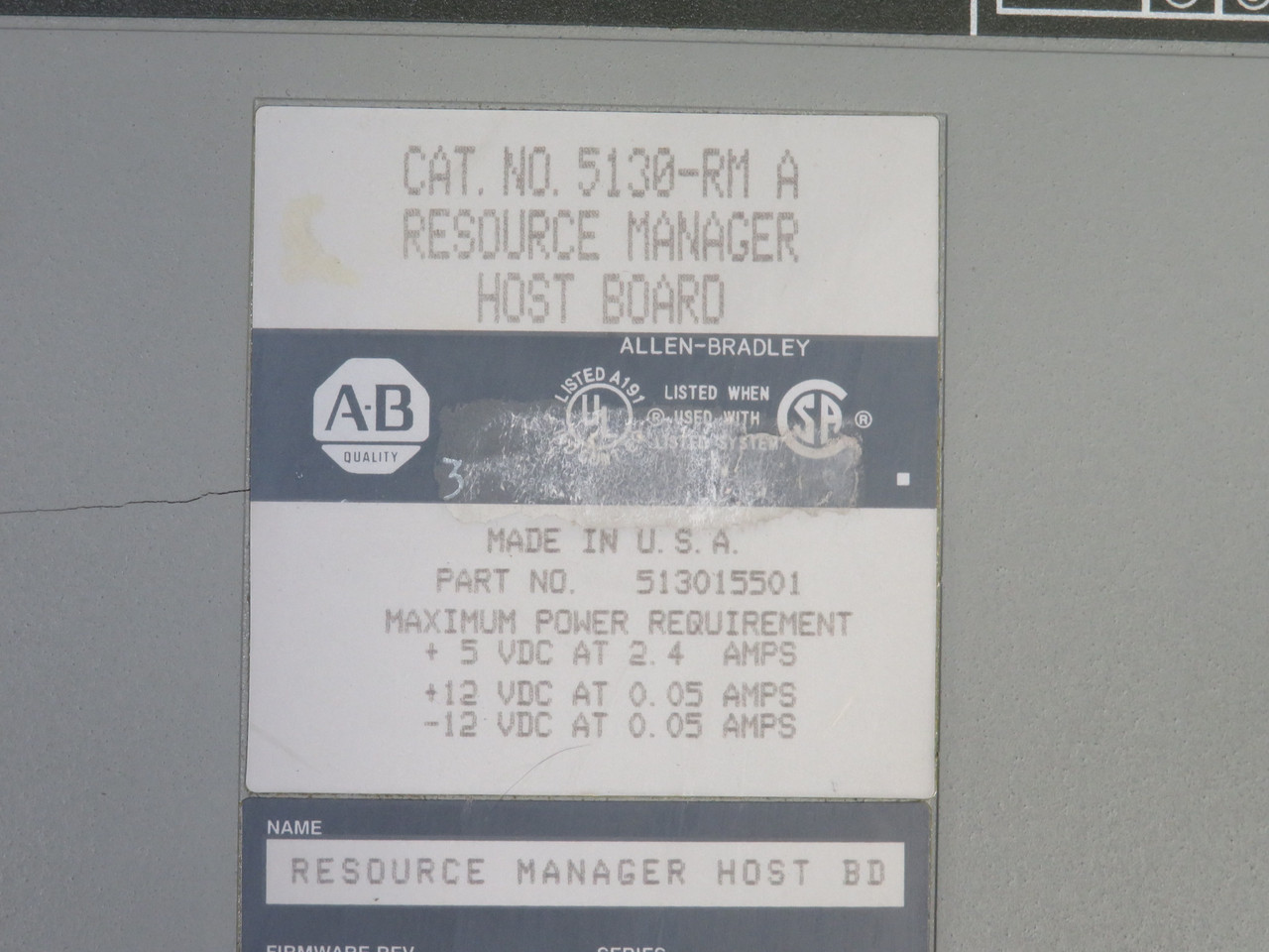 Allen-Bradley 5130-RM Ser A Resource Manager 513015501 F/W A05 W/KEYS USED