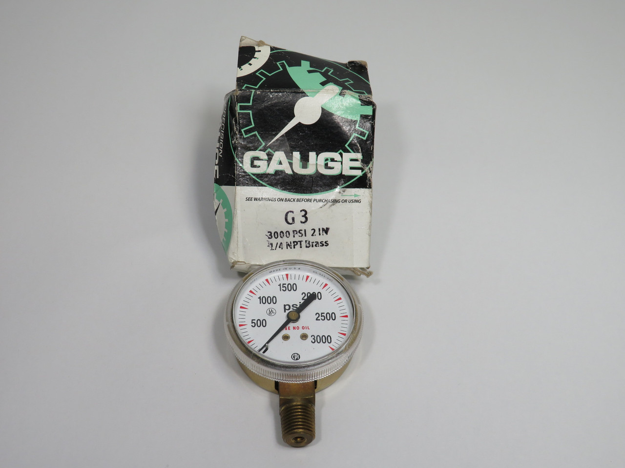 Precision Gauge G3 Dry Brass Gauge 0-3000psi 2" Diameter 1/4" NPT  ! NEW !