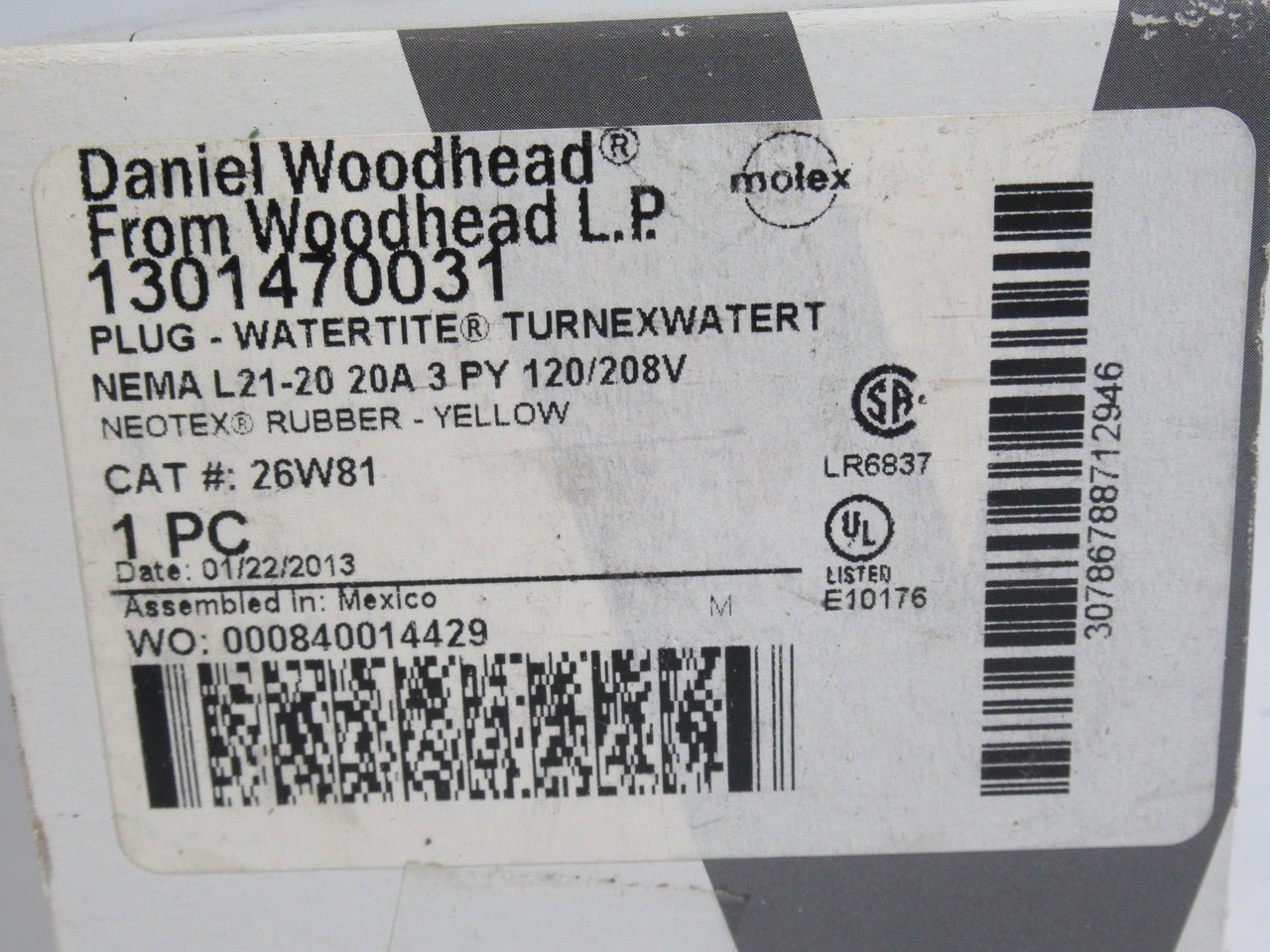 Woodhead 26W81 Watertite Plug L21-20 20A 120/208V 3P ! NEW !