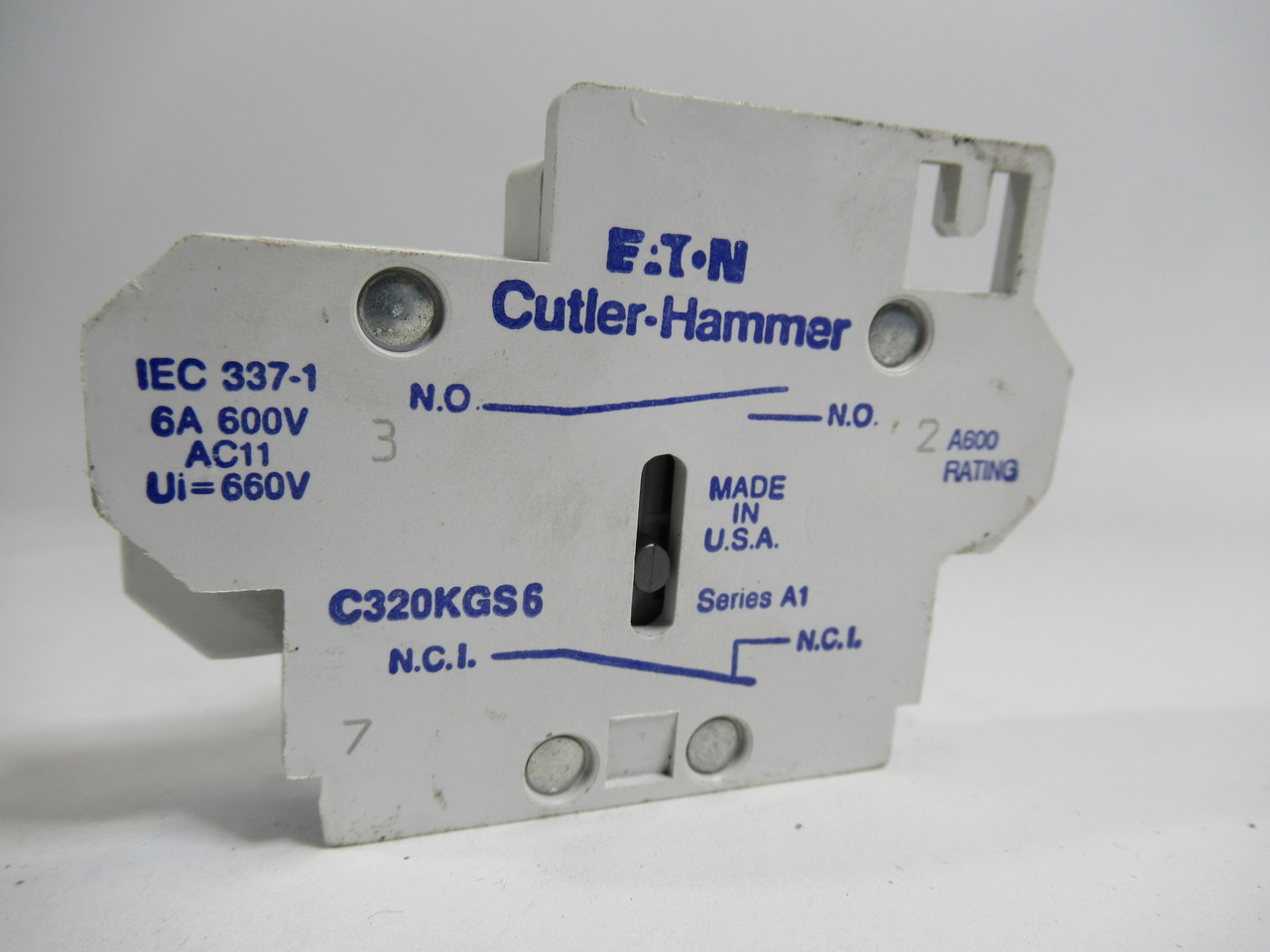 Eaton Cutler Hammer C320KGS6 Ser. A1 Auxiliary Contact Block 6A 600V USED