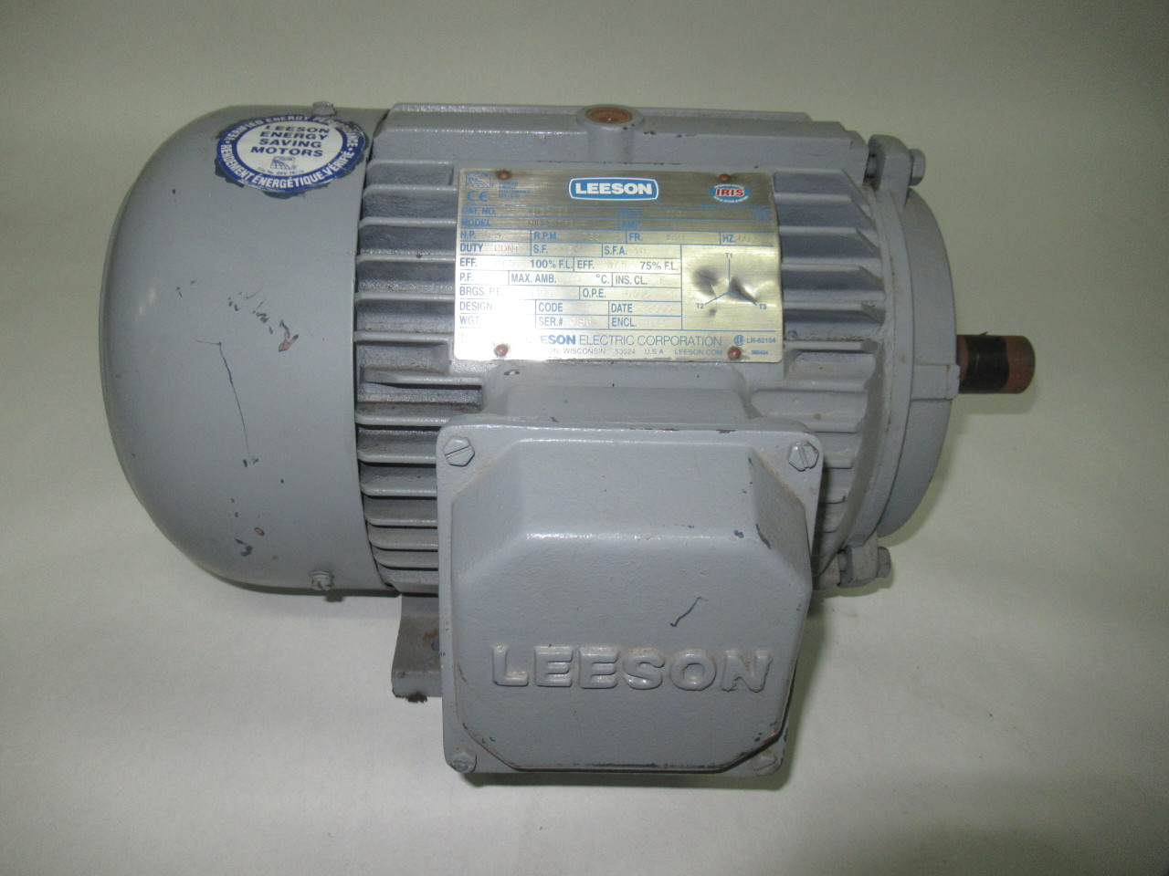 Leeson 3HP 1760RPM 575V 182T TEFC 3Ph 3.4A 60Hz USED