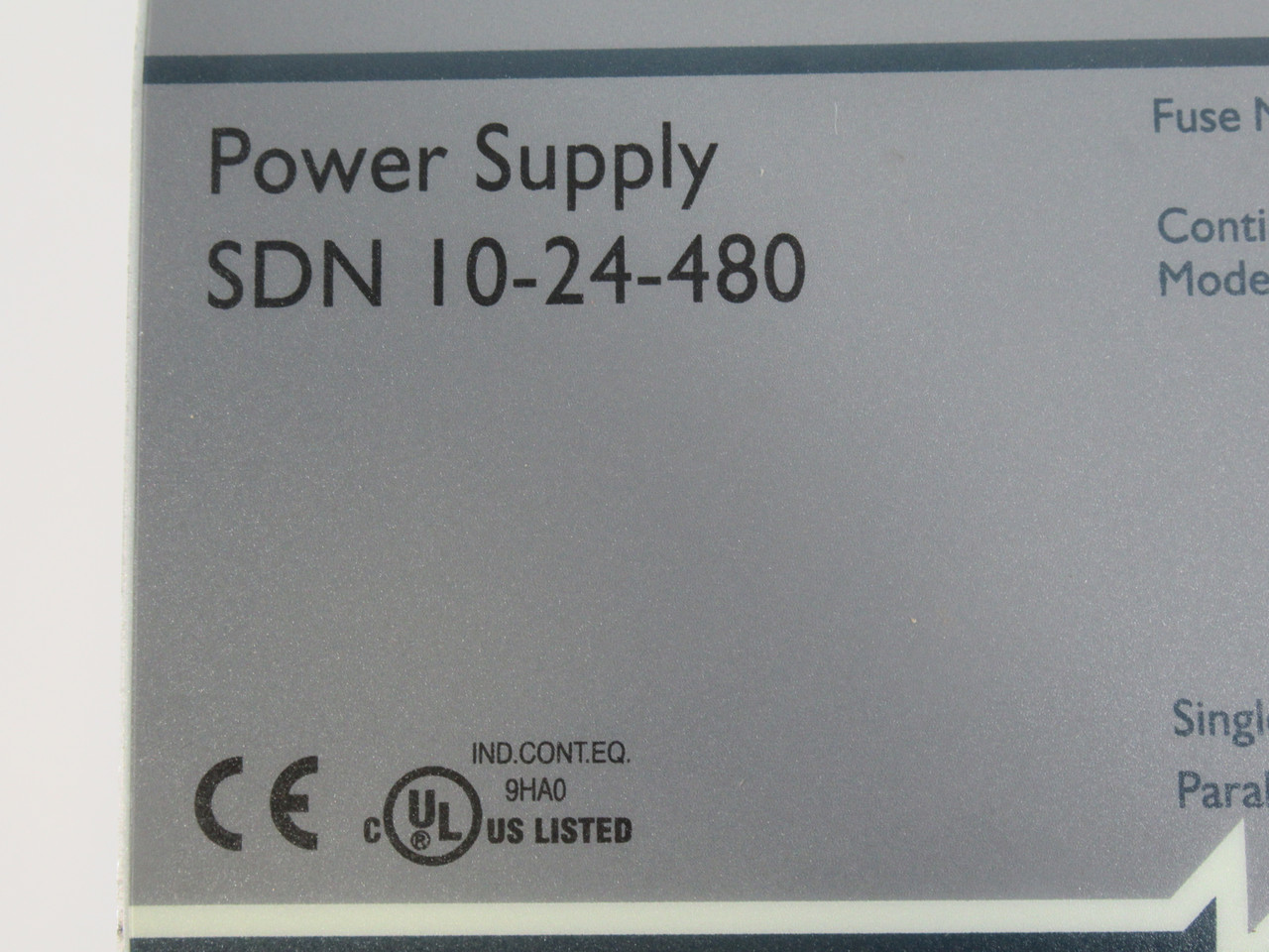 Sola SDN-10-24-480 Power Supply 24VDC 10A 3Ph 380/500VAC .8/.7A 50/60Hz USED