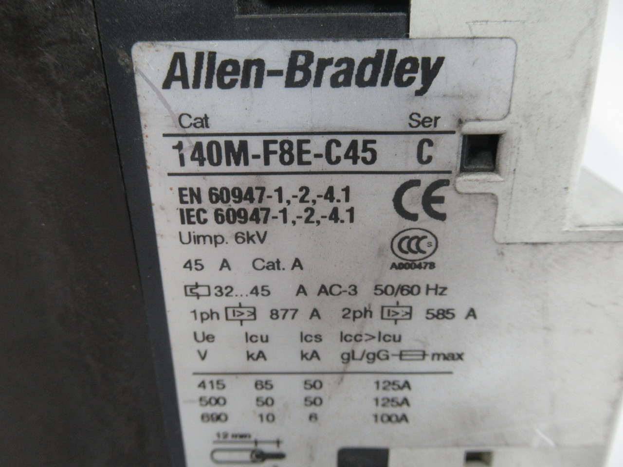 Allen-Bradley 140M-F8E-C45 Ser.C Old Style Motor Protector 32-45A 600VAC USED