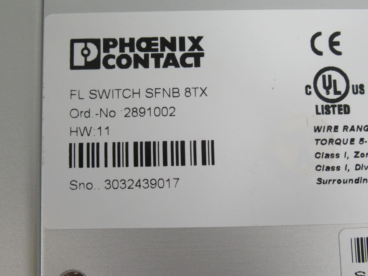Phoenix Contact 2891002 Industrial Ethernet Switch 8 Port TP RJ45 USED