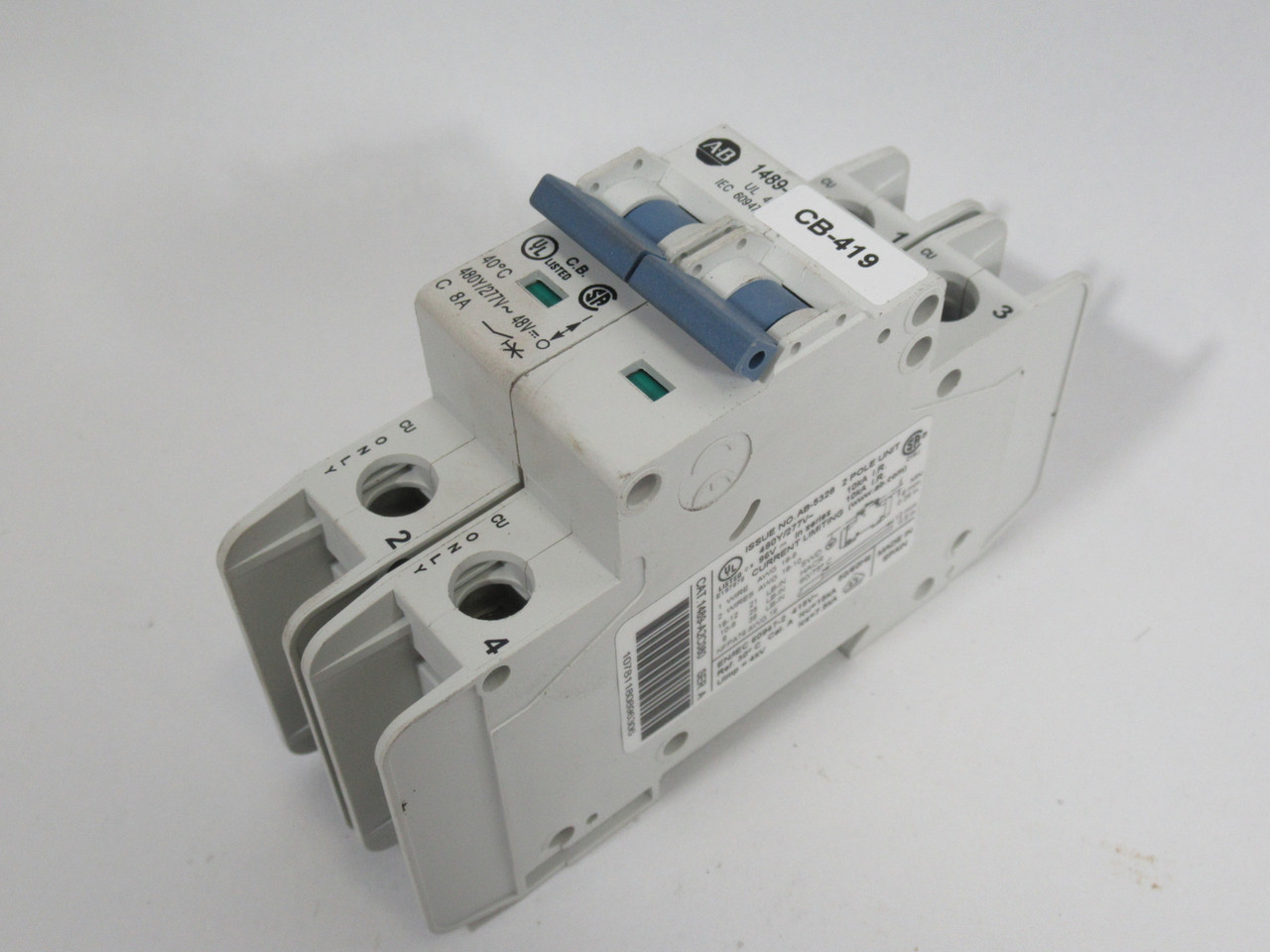 Allen-Bradley 1489-A2C080 Series A Circuit Breaker 8A 480Y/277VAC 1P USED