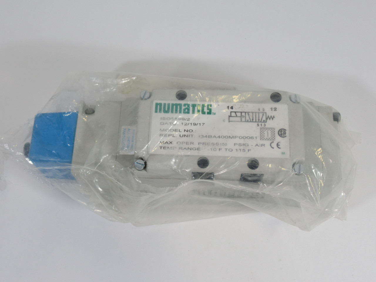 Numatics I34BA400MP00061 Solenoid Valve w/ Bridge 24VDC 4W Coil ! NWB !