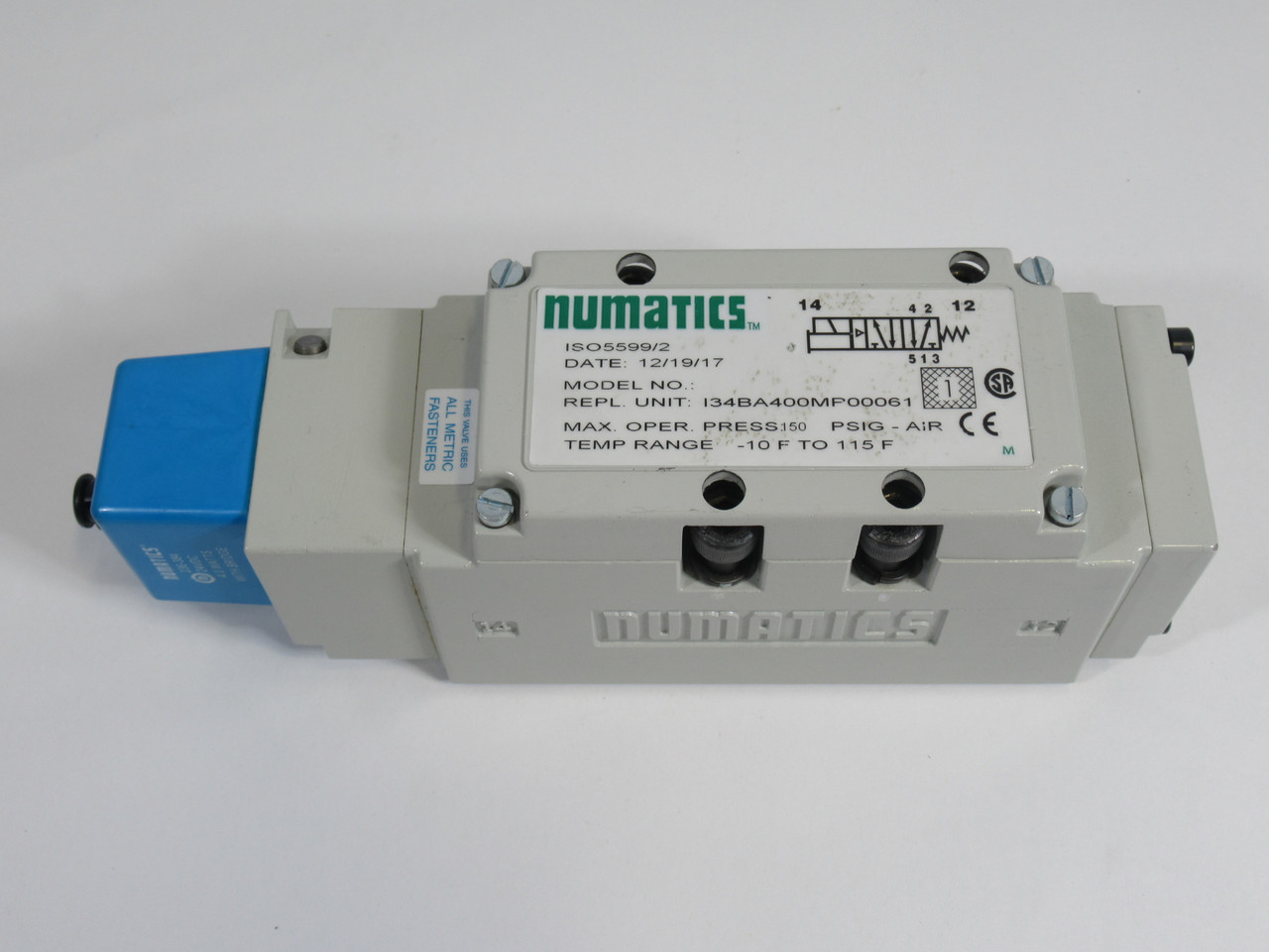 Numatics I34BA400MP00061 Solenoid Valve w/ Bridge 24VDC 4W Coil ! NWB !