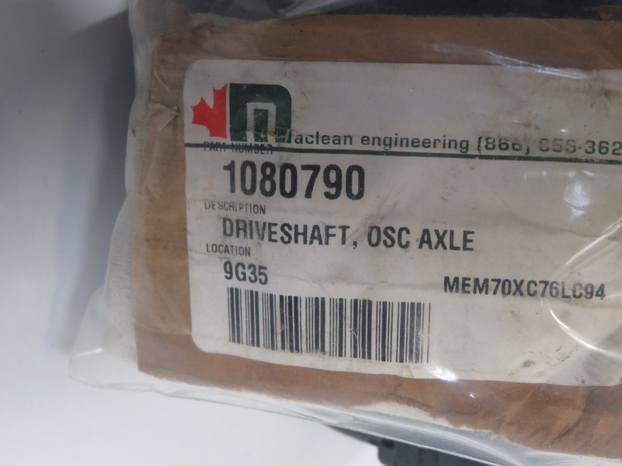 Maclean 1080790 Driveshaft, OSC Axle ! NOP !