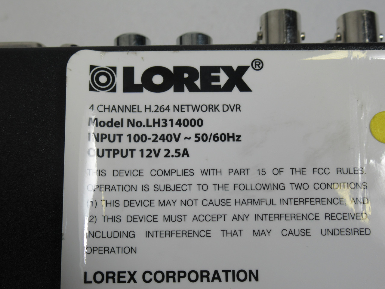Lorex LH314000 H.264 Edge 4-Channel Digital Video Recorder w/Cables USED