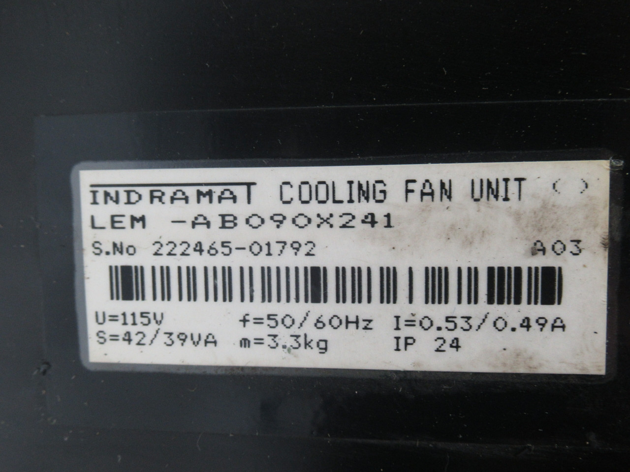 Indramat LEM-AB090X241 Cooling Fan Unit 115V 50/60Hz 0.53/0.49A USED