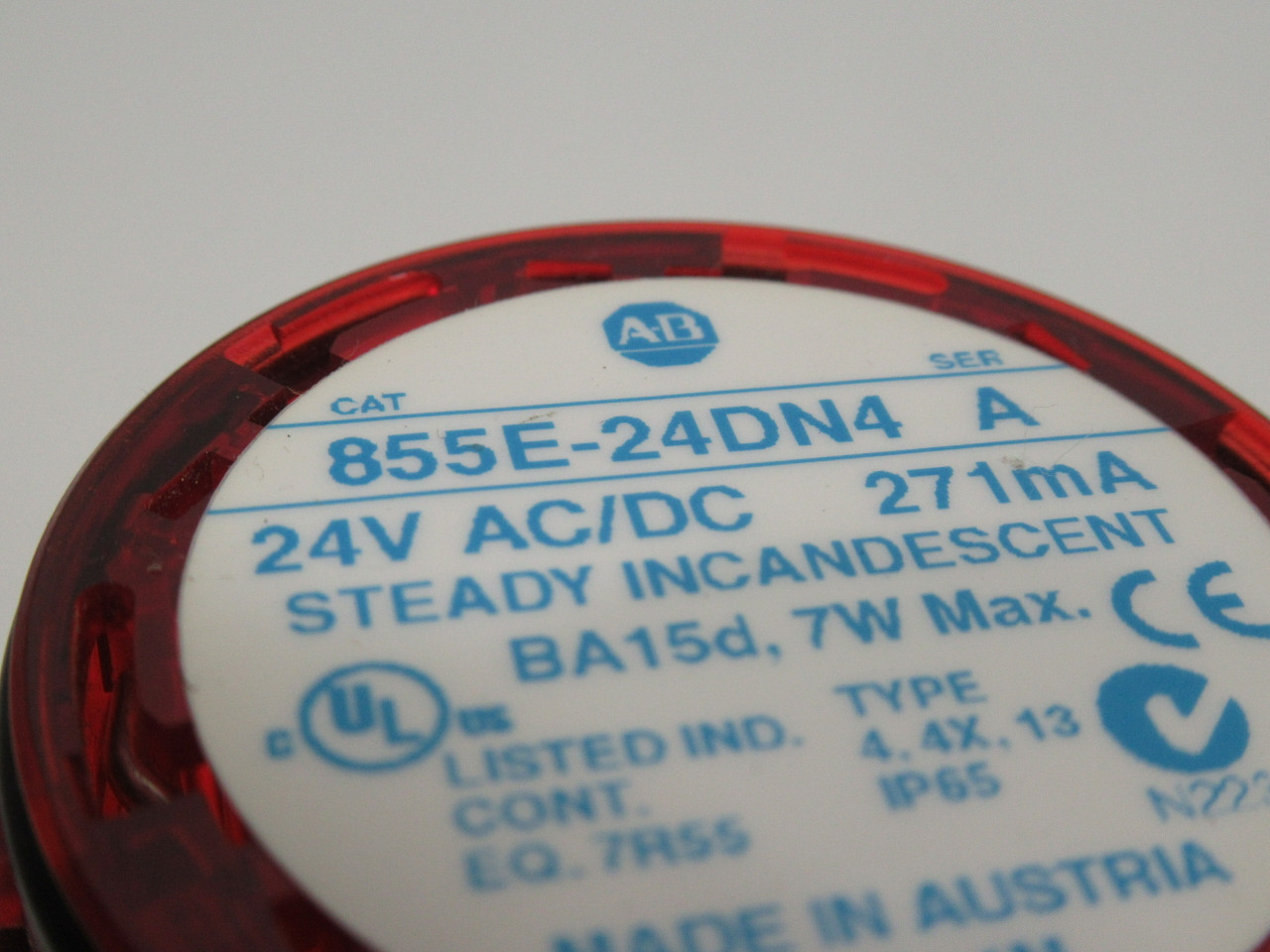 Allen-Bradley 855E-24DN4 Ser A Stack Light Module Red 24V w/ Lamp USED