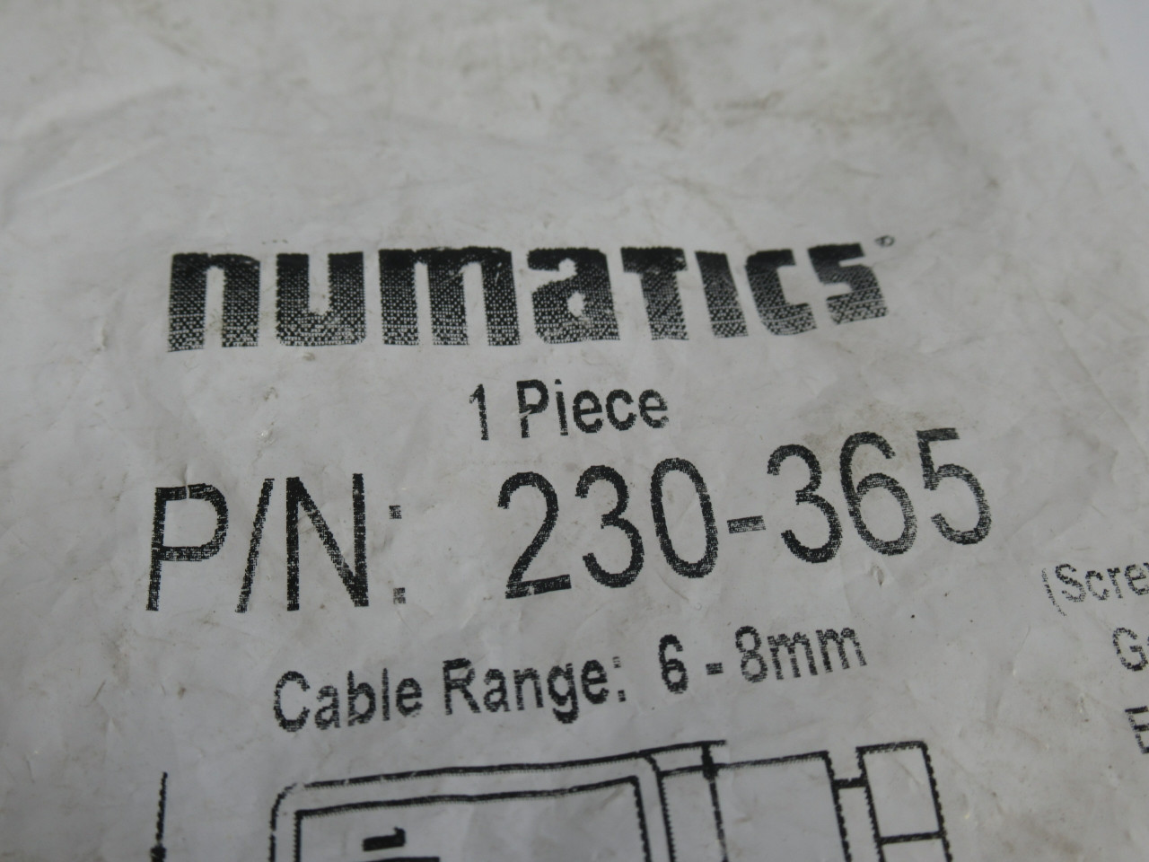 Numatics 230-365 Cable Connector 6-8mm Clamping Range NWB